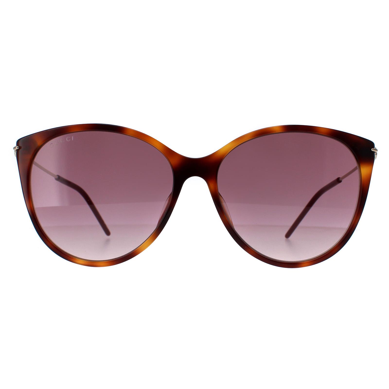 Gucci Cat Eye Womens Havana Gold Red Gradient GG1268S - Brown - One Size