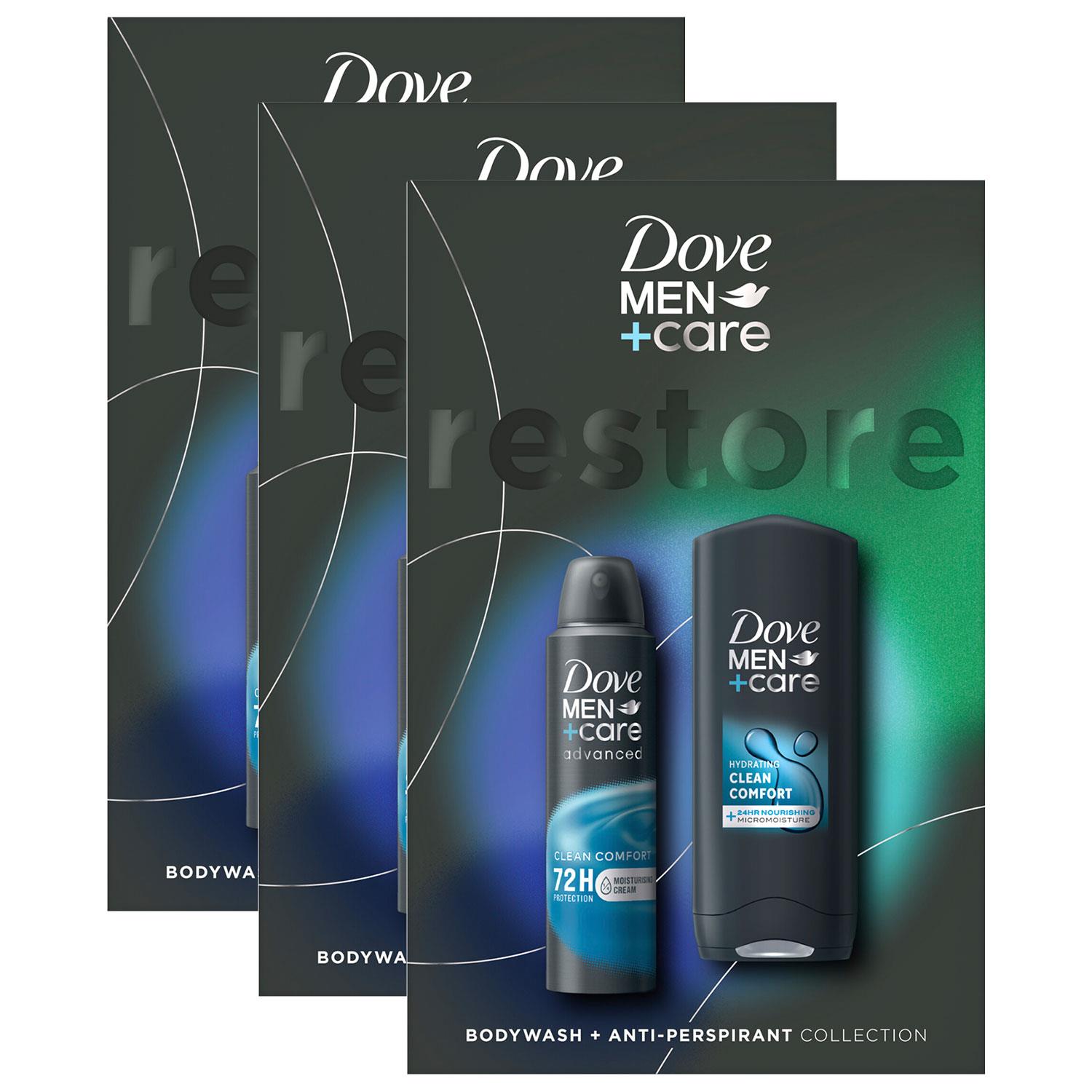 Dove Mens Clean Comfort Bath & Body 2Pcs Gift Set for Him, 3pack - One Size