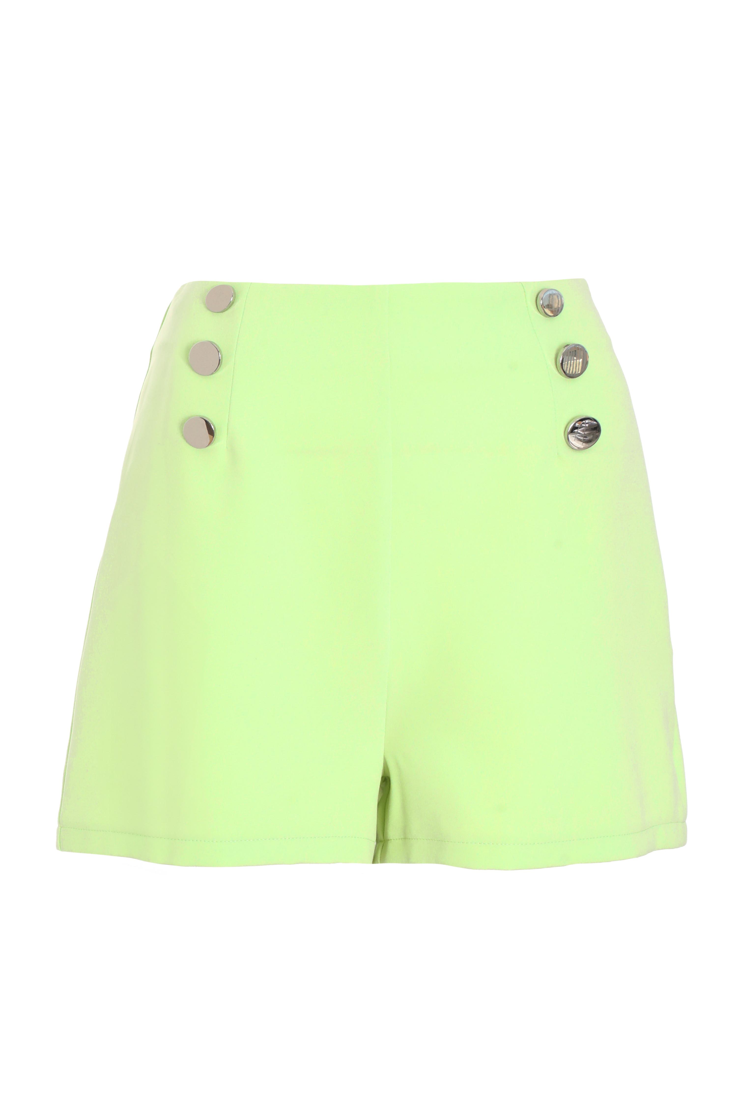 Quiz Womens Lime Button Tailored Shorts - Green - Size 6 UK