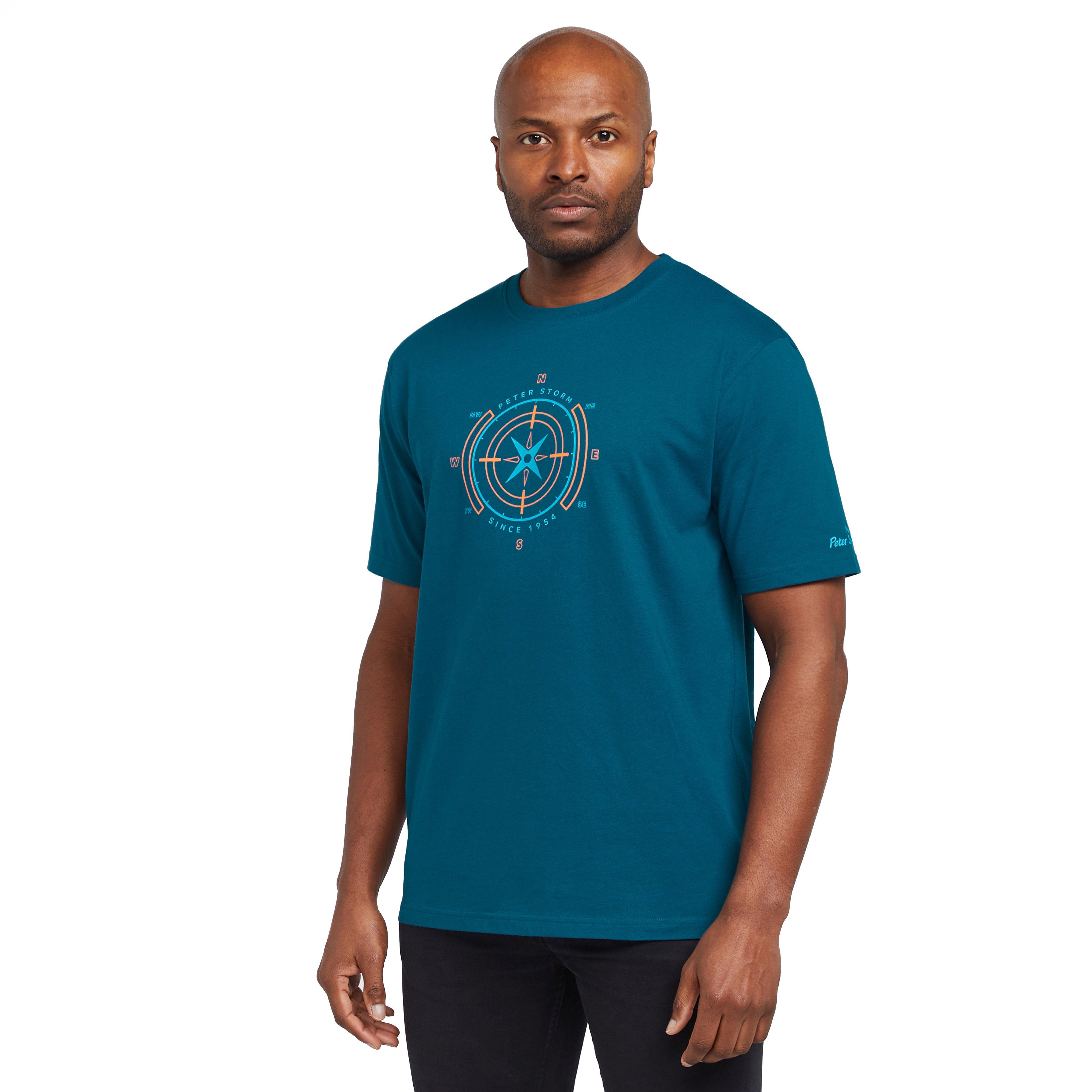 Peter Storm Mens Linear Compass T-Shirt - Blue - Size Large