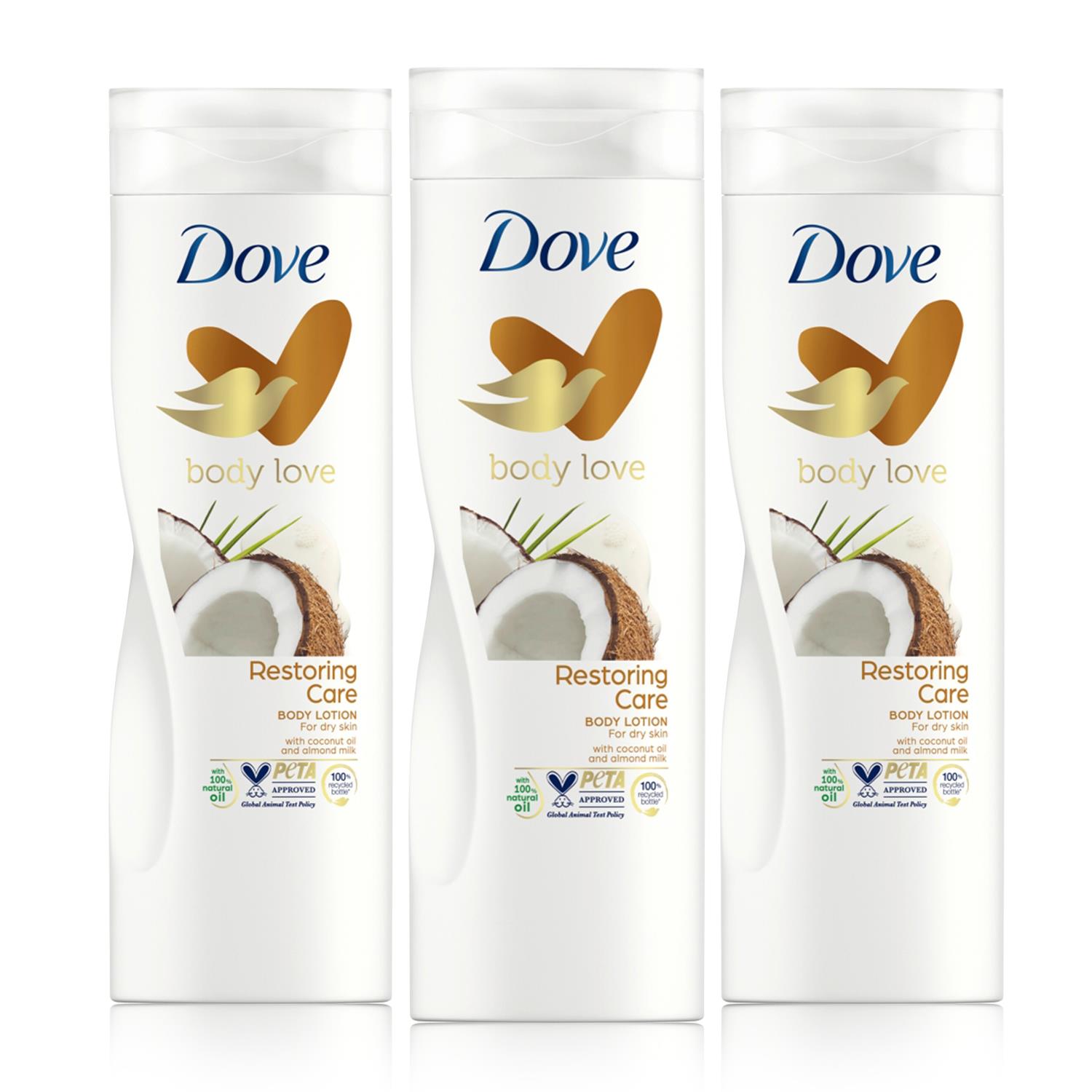 Dove Nourishing Secrets Body Lotion with Coconut Oil & Almond Milk, 3x400ml - NA - One Size