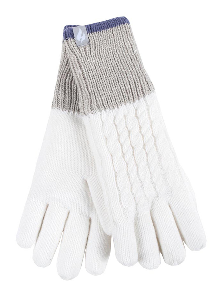 Heat Holders Womens - Ladies Thermal Gloves for Winter in Kisdon Style - Cream - Size Medium/Large