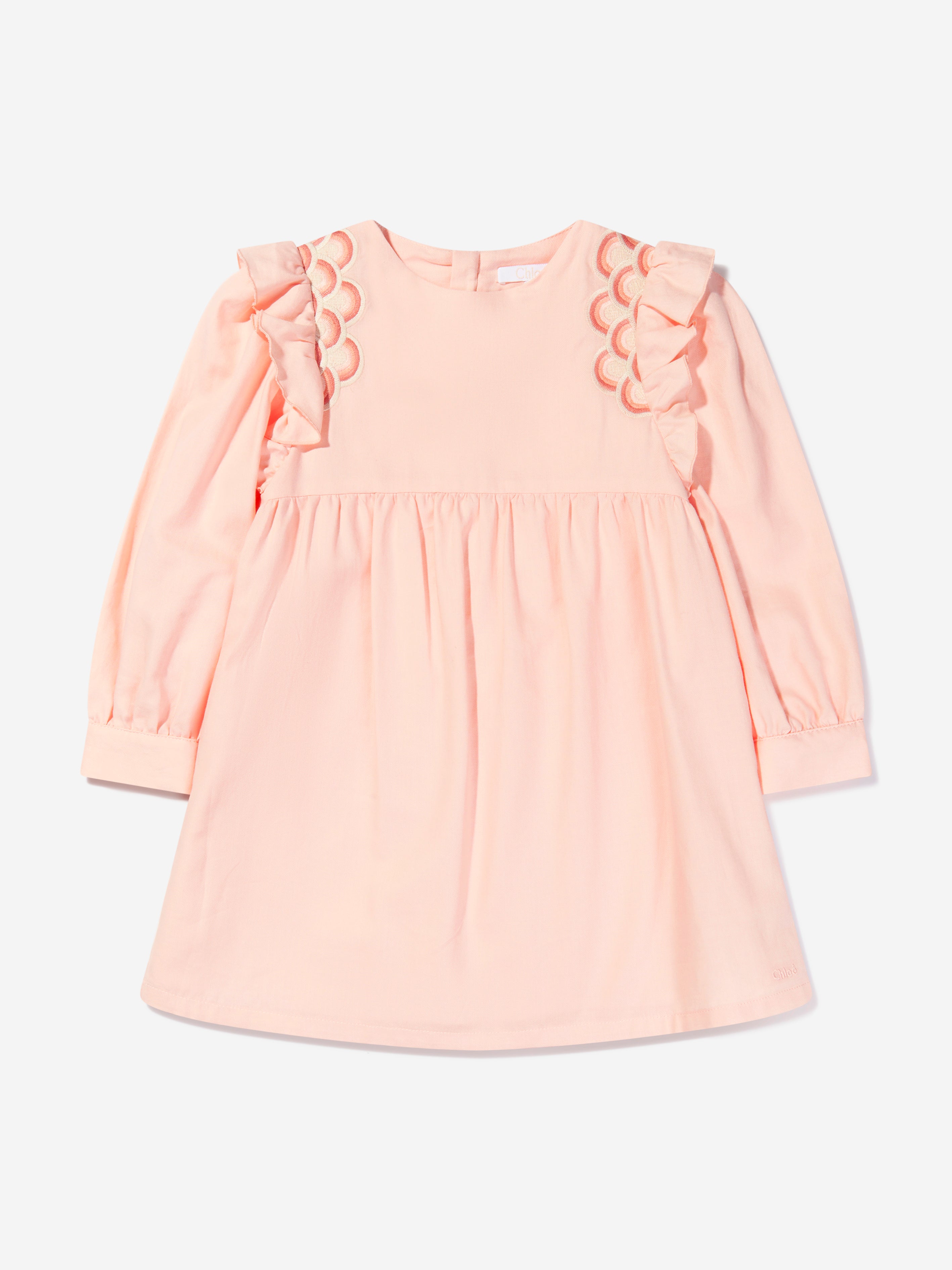 Chloé Girls Organic Cotton Embroidered Dress - Pink - Size 12Y