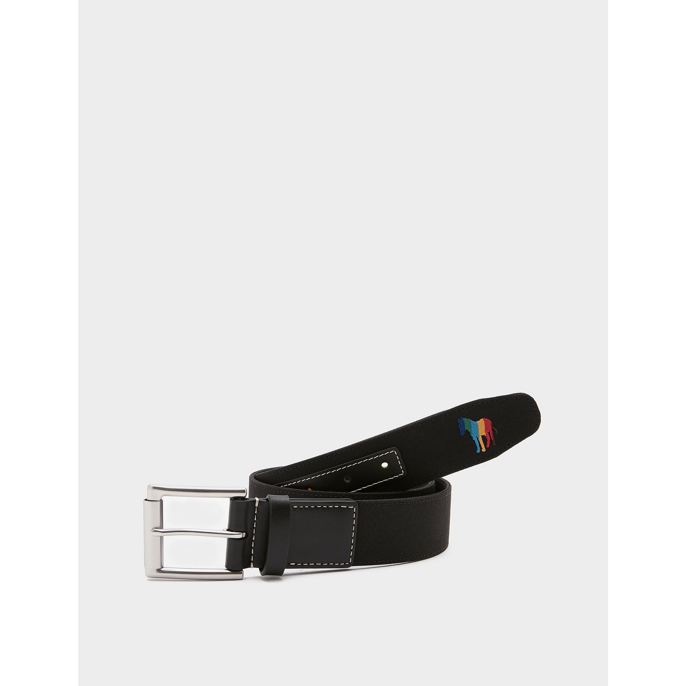 Paul Smith Mens Accessories Zebra Canvas Belt in Black Canvas (archived) - Size 34 (Waist)