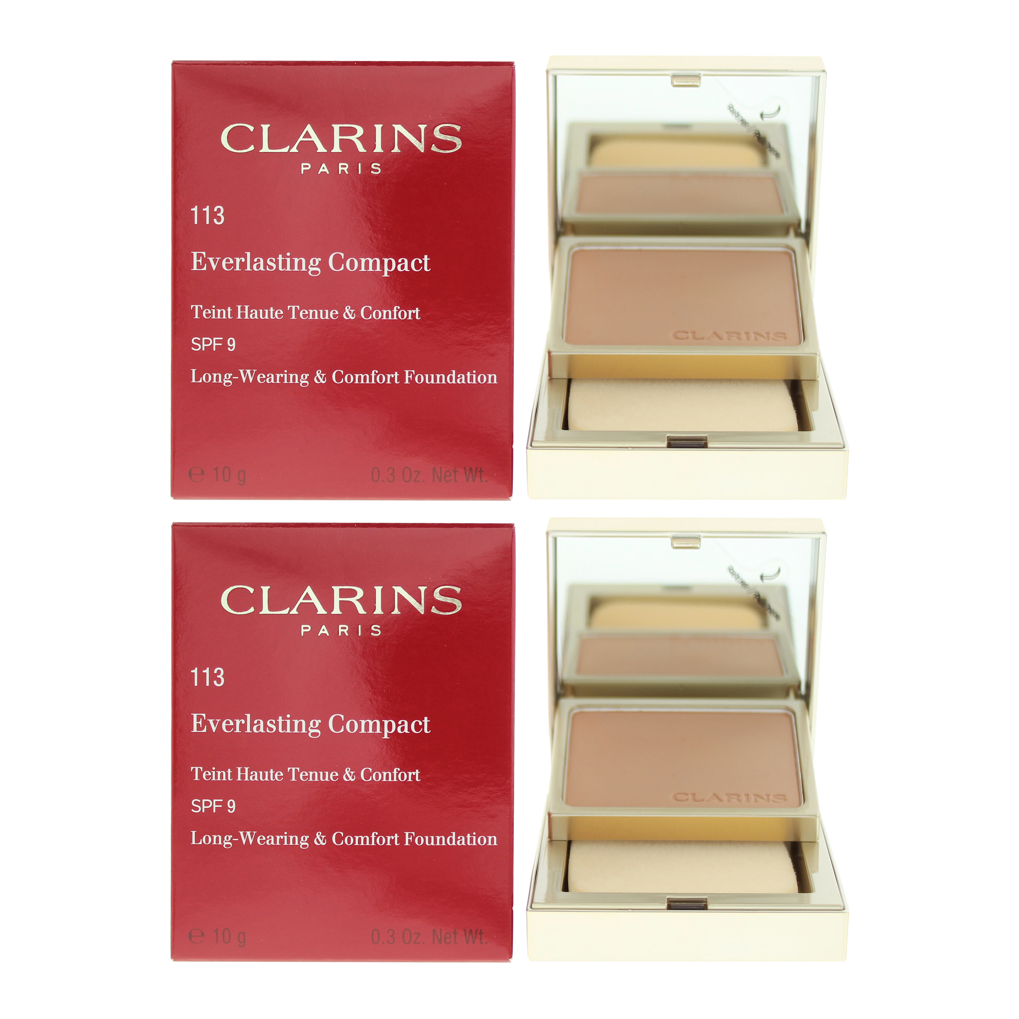 Clarins Womens Everlasting Compact No.113 Chestnut Foundation 10g x 2 - NA - One Size