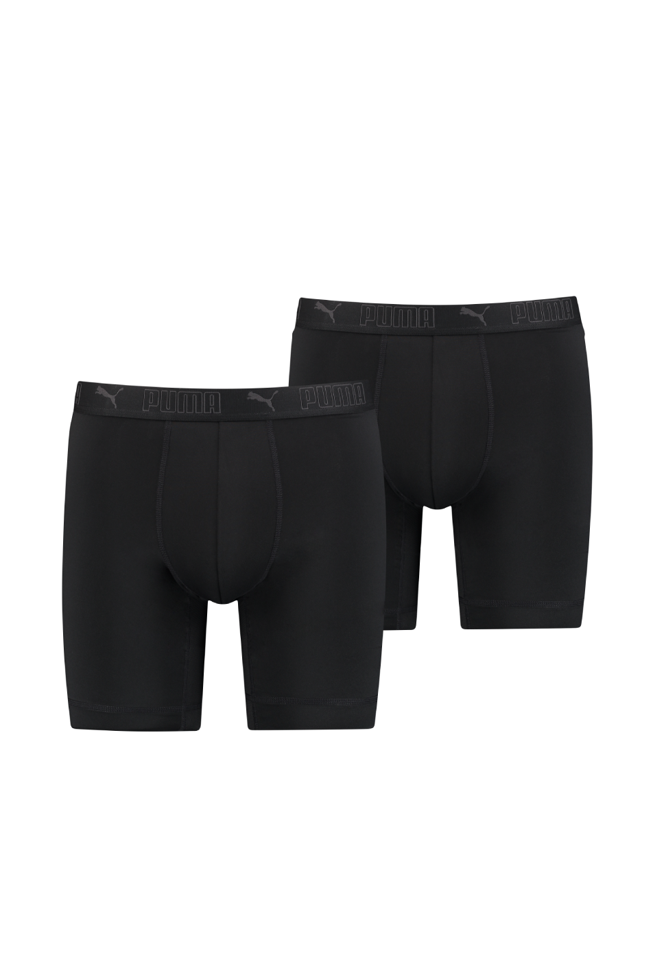 Puma Sport 2 Pack Mens Microfiber Long Boxer - Black Cotton - Size Small