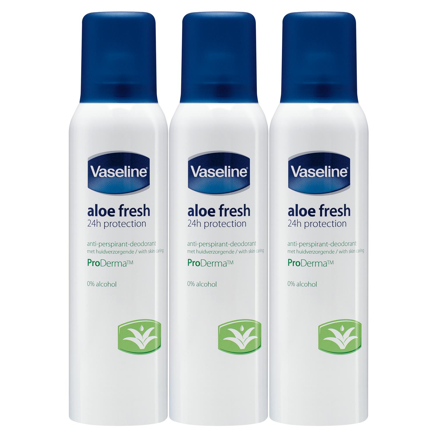 Vaseline Unisex ProDerma Antiperspirant Deodorant, Aloe Fresh, 150ml, 3Pack - NA Lace - One Size