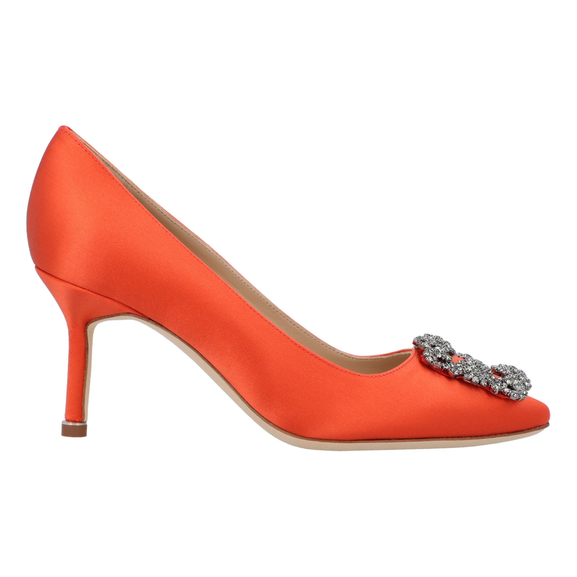 Manolo Blahnik Womens Hangisi 070 Pump Orange material_viscose - Size 37.5 EU/IT