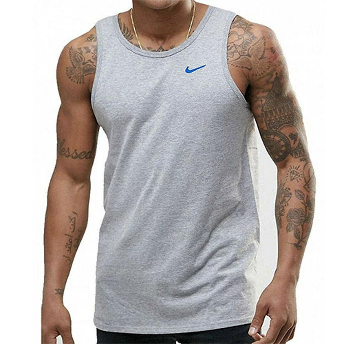 Nike Embroidered Swoosh Mens Vest Tank in Grey Cotton - Size Small