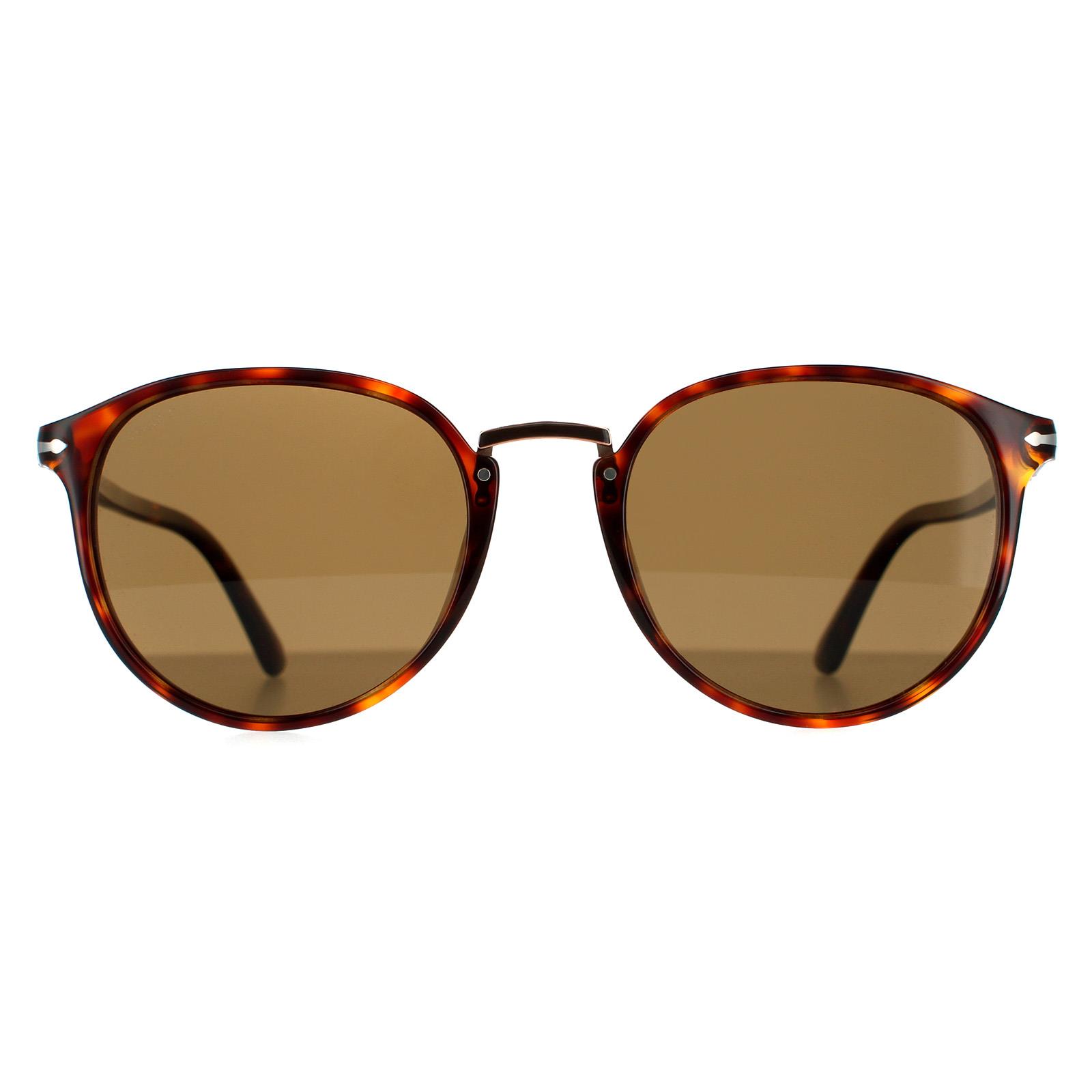 Persol Oval Mens Havana Brown Polarised Sunglasses - One Size