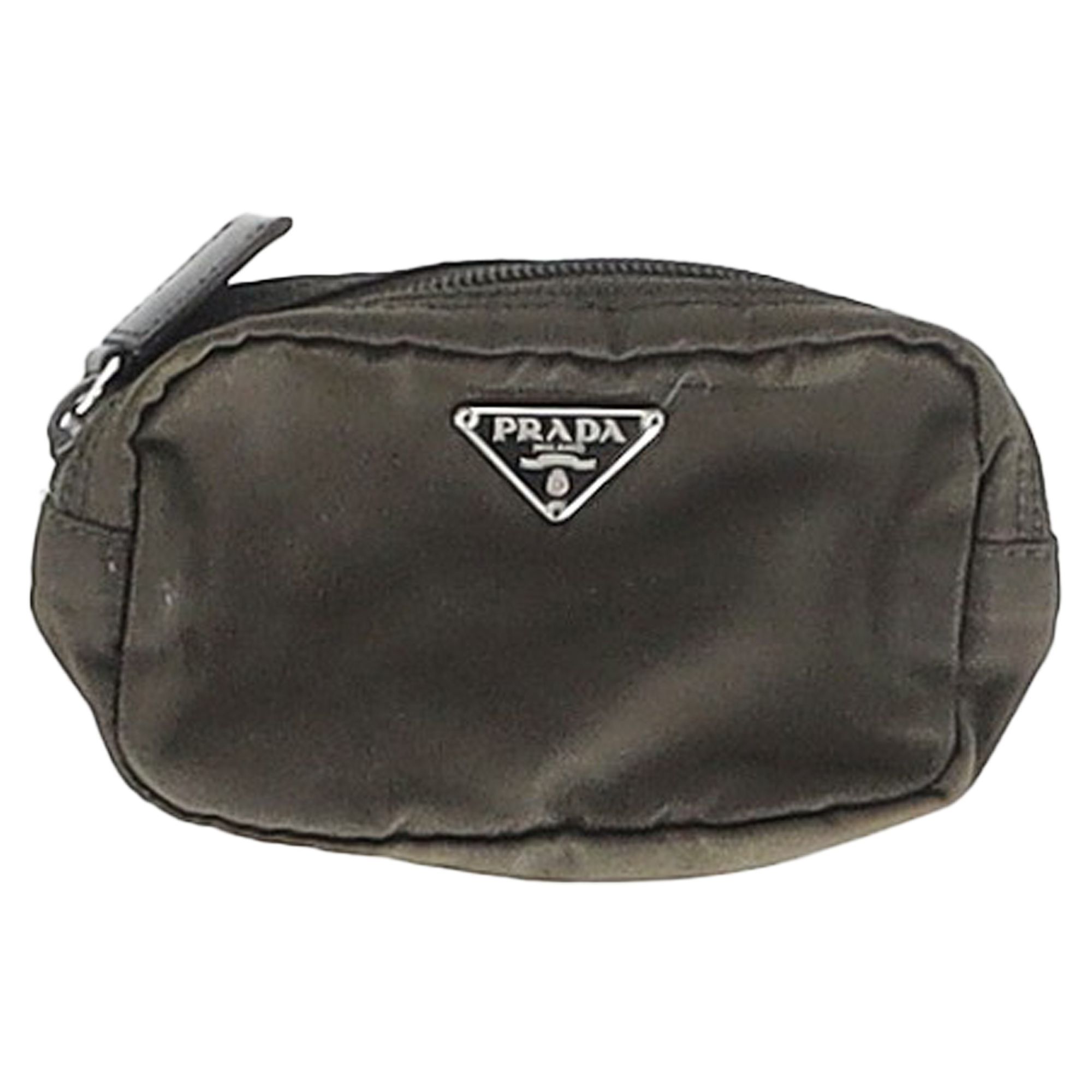 Prada Pre-owned Womens Pouch in Olive Green Nylon - One Size