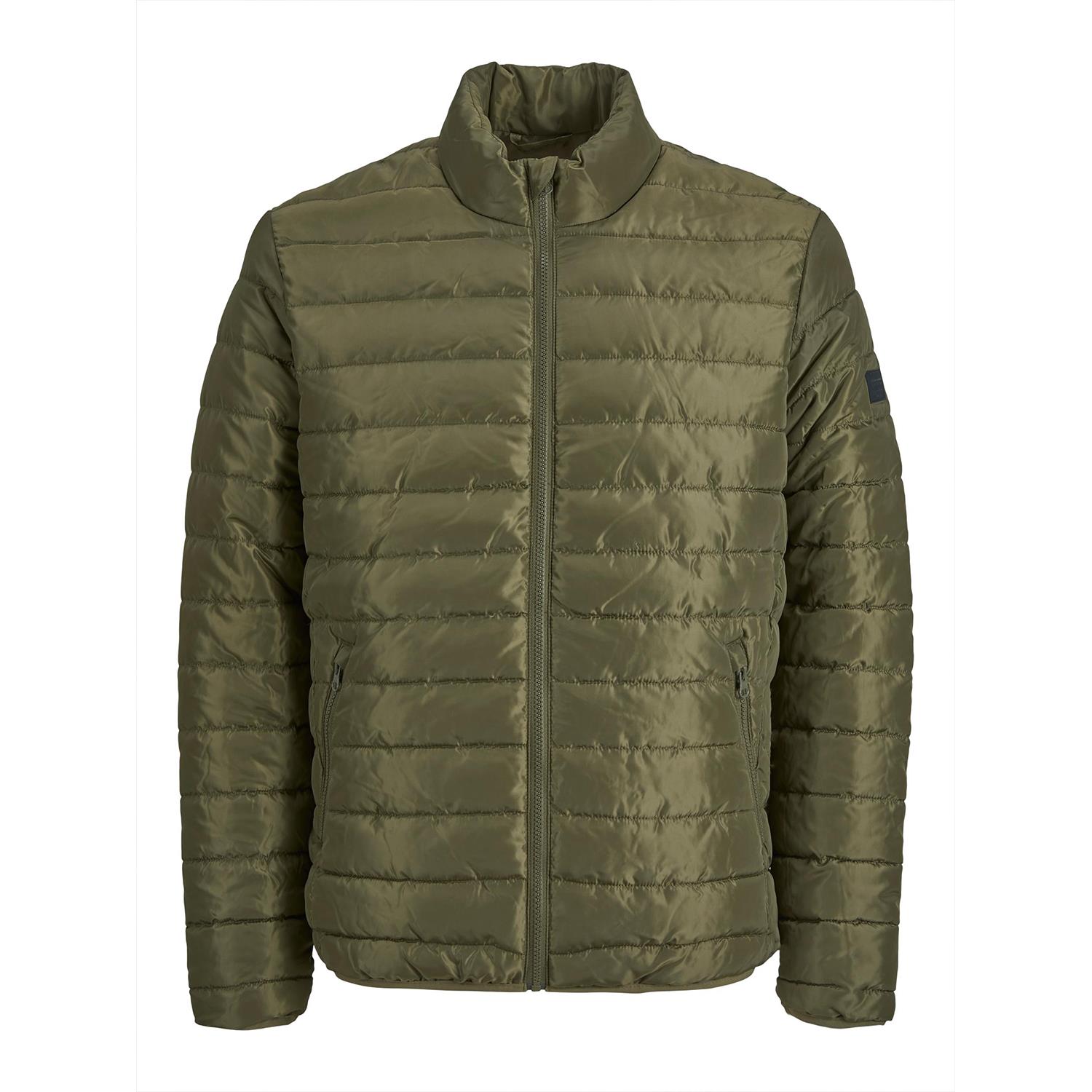 Jack & Jones Mens Quilted Puffer Jacket - Olive Night - Size Small