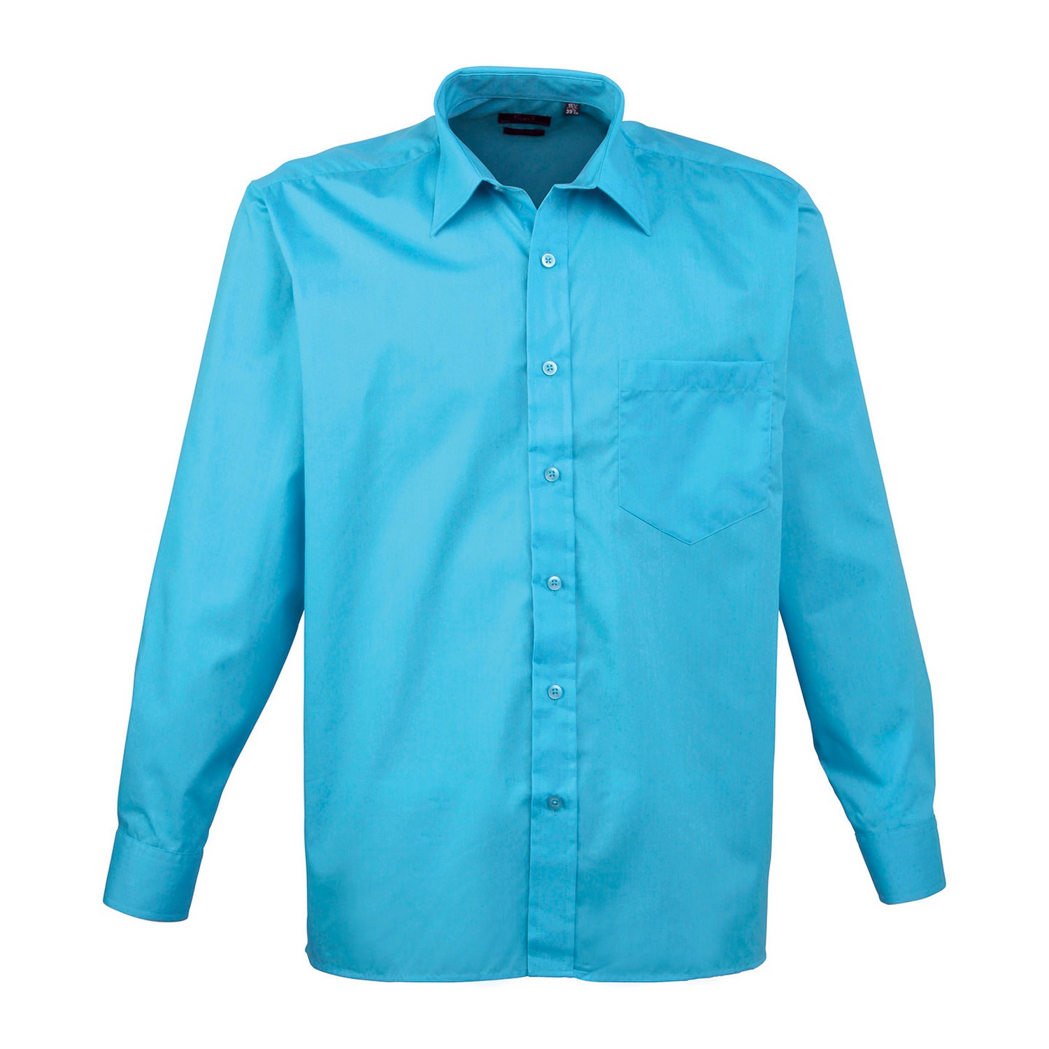 Premier Mens Poplin Long-Sleeved Shirt (Turquoise) - Size 19 inch