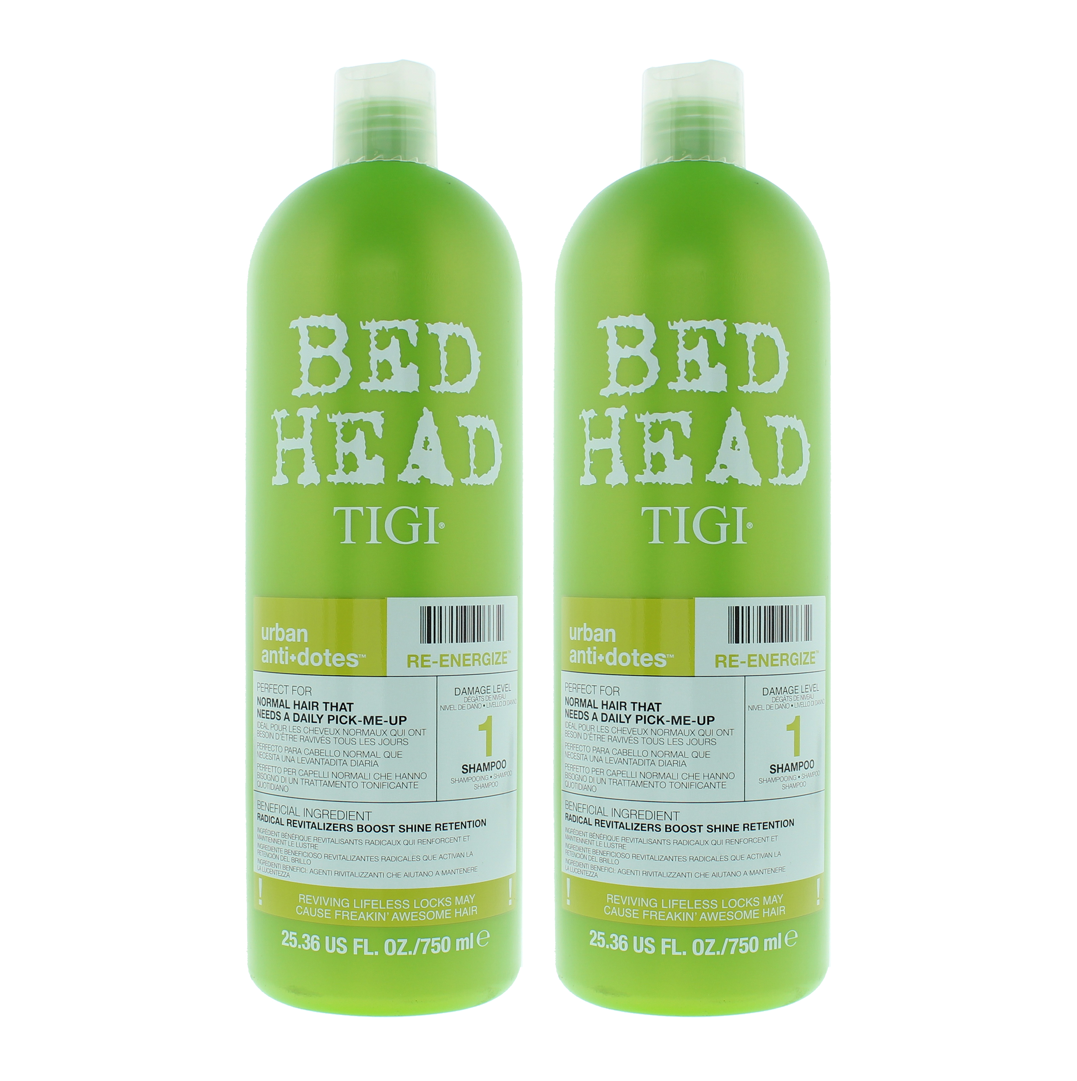 Tigi Womens Bed Head Re-Energize Shampoo 750ml x 2 - NA - One Size