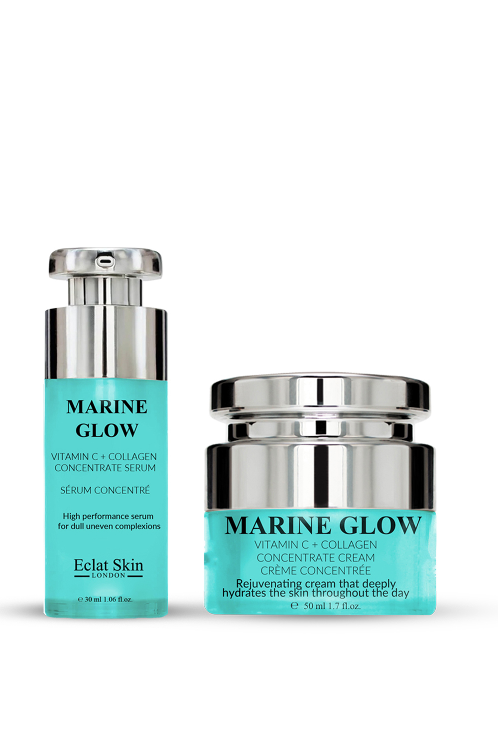 Eclat Skin London Unisex Marine Glow Vitamin C + Collagen Concentrate Serum 30ml+ + C Cream 50ml - One Size