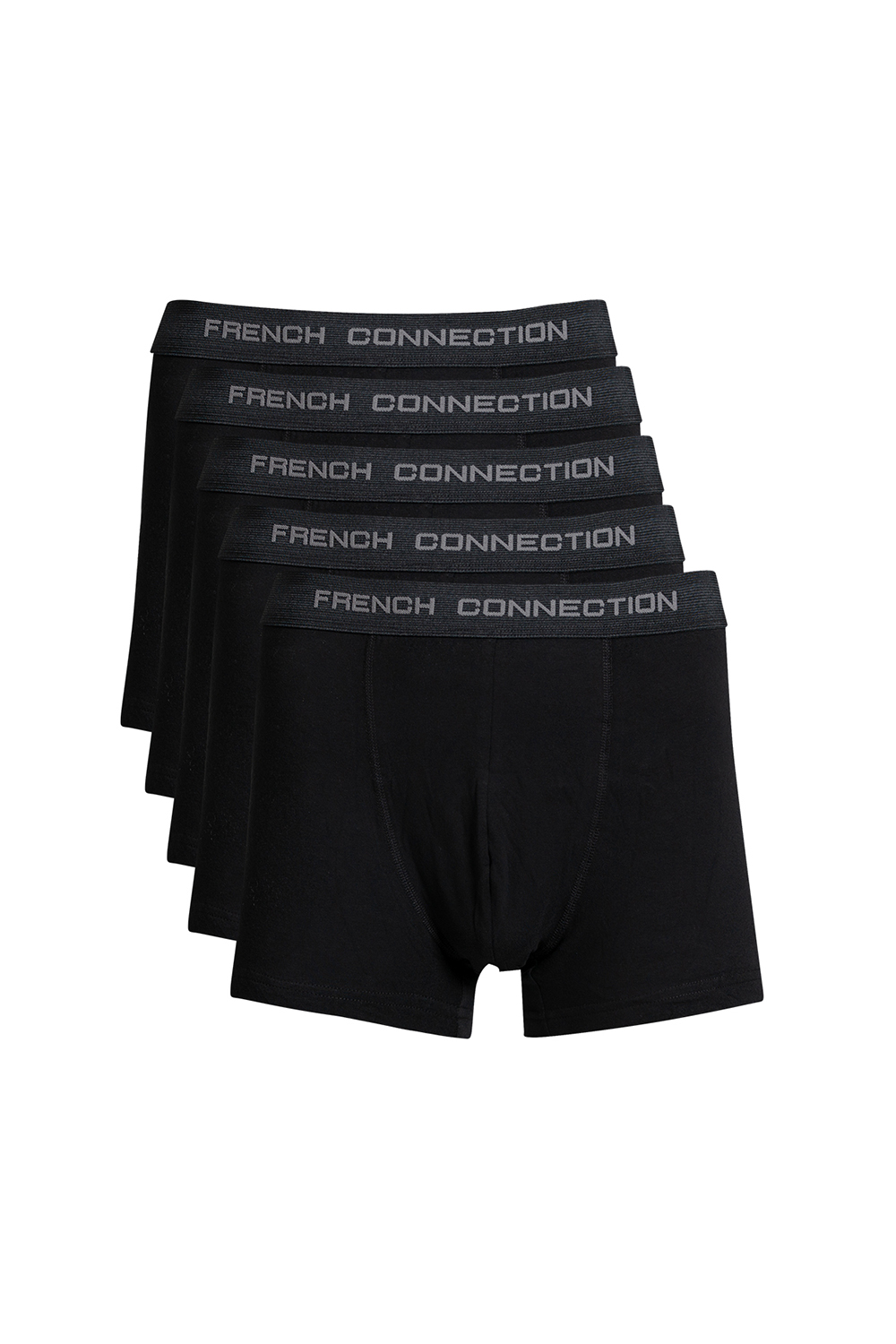 French Connection Mens Black 5 Pack Cotton Boxers - Size Medium