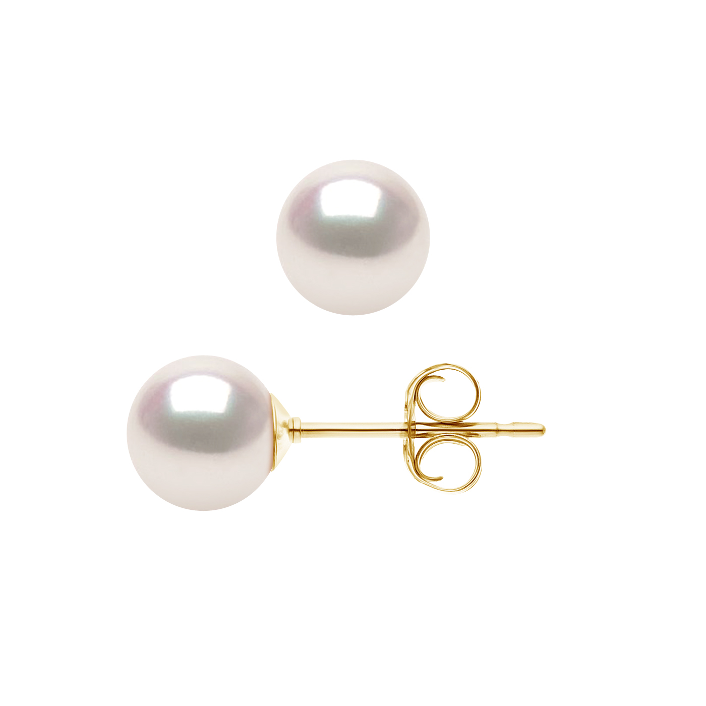 Diadema Womens - Earrings True Japanese Akoya Cultured Pearl - Quality AA+ - White - One Size