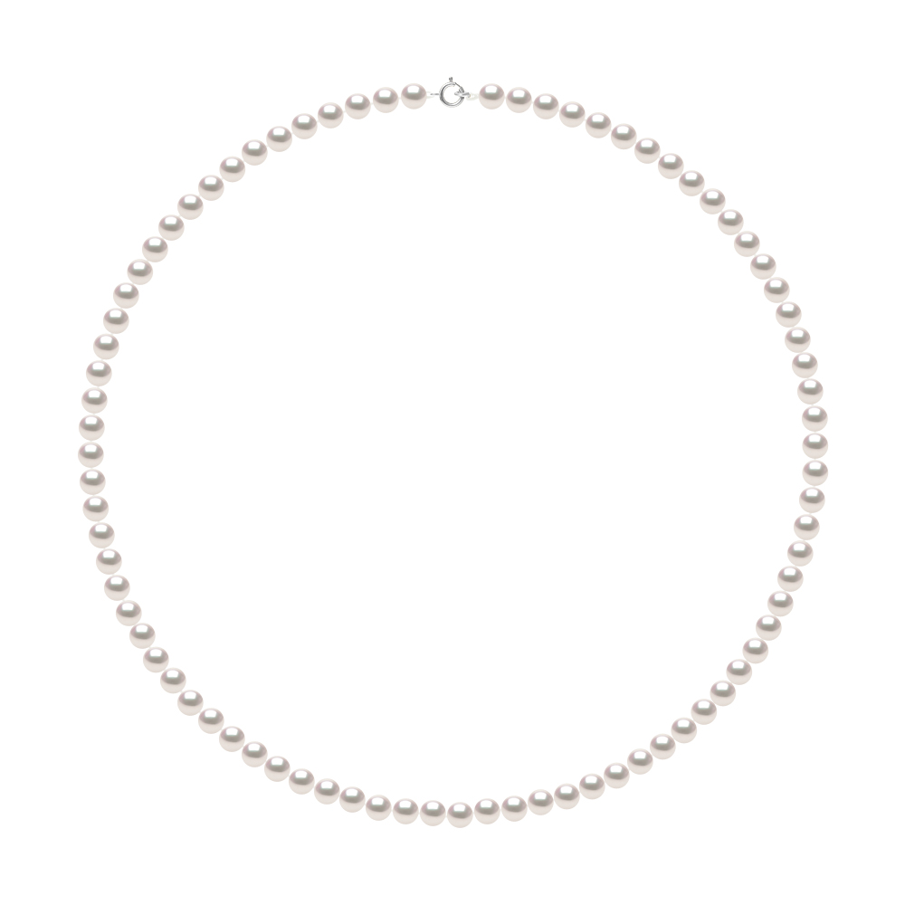 Diadema Womens - Necklace - True Japanese Akoya Cultured Pearl - Quality AA+ - White - Size 16.5 inches