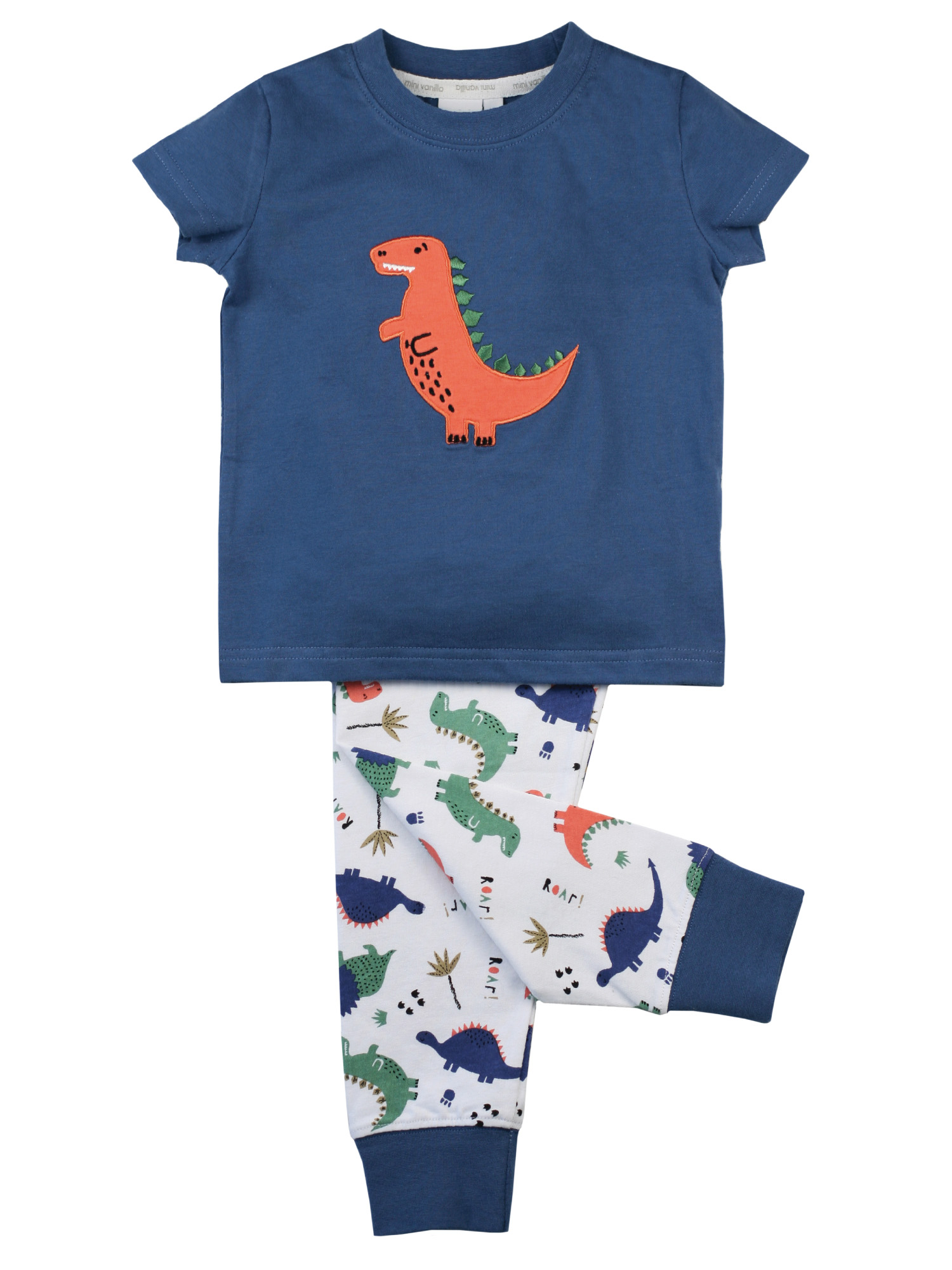 Mini Vanilla Boys' Slim Fit Dinosaur Summer Pyjamas - Green Cotton - Size 3-4Y