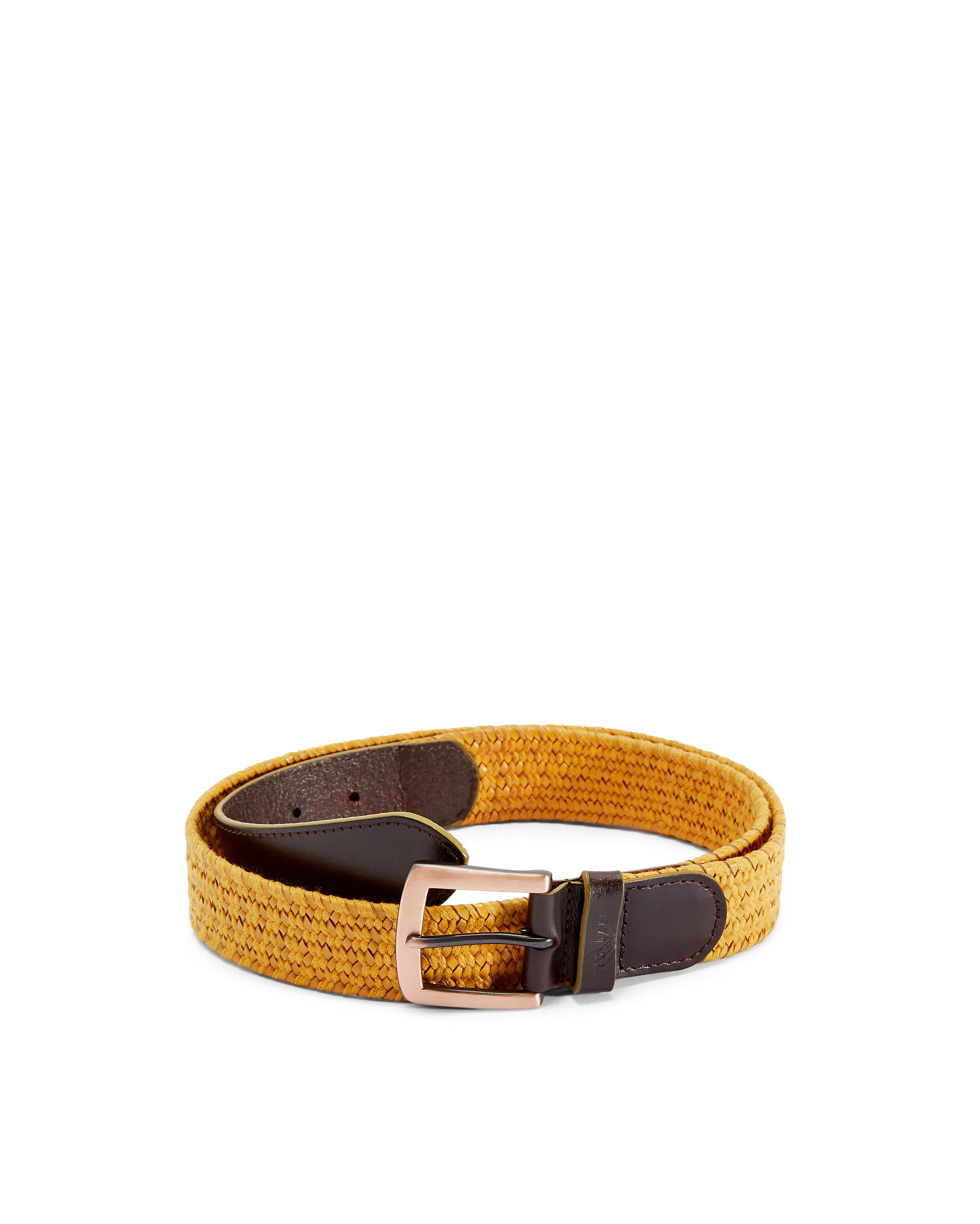 Ted Baker Mens Galan Leather Woven Belt, Mustard - Size X-Large