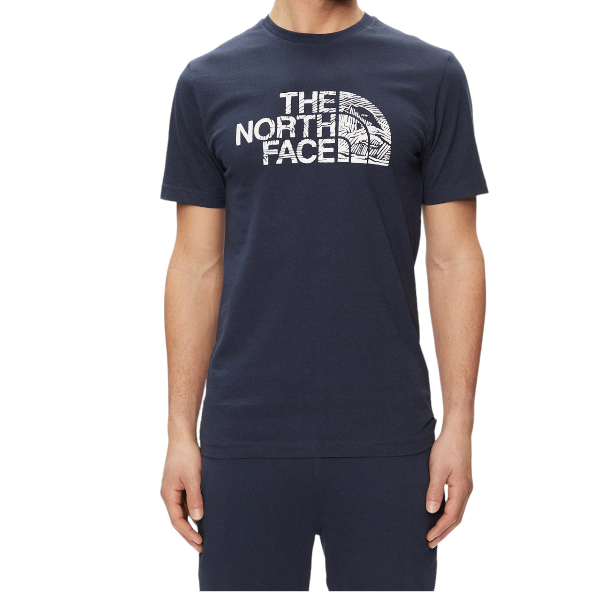 The North Face Mens Woodcut Dome T Shirt Navy Cotton - Size Large