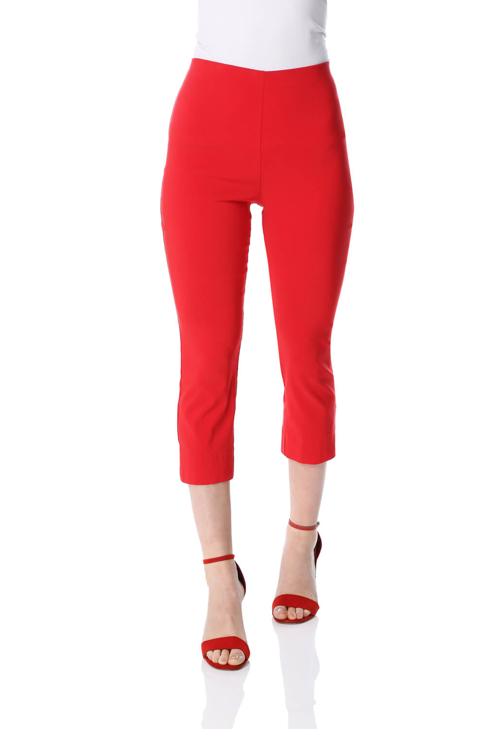 Roman Womens Cropped Stretch Trouser - Red - Size 12 UK