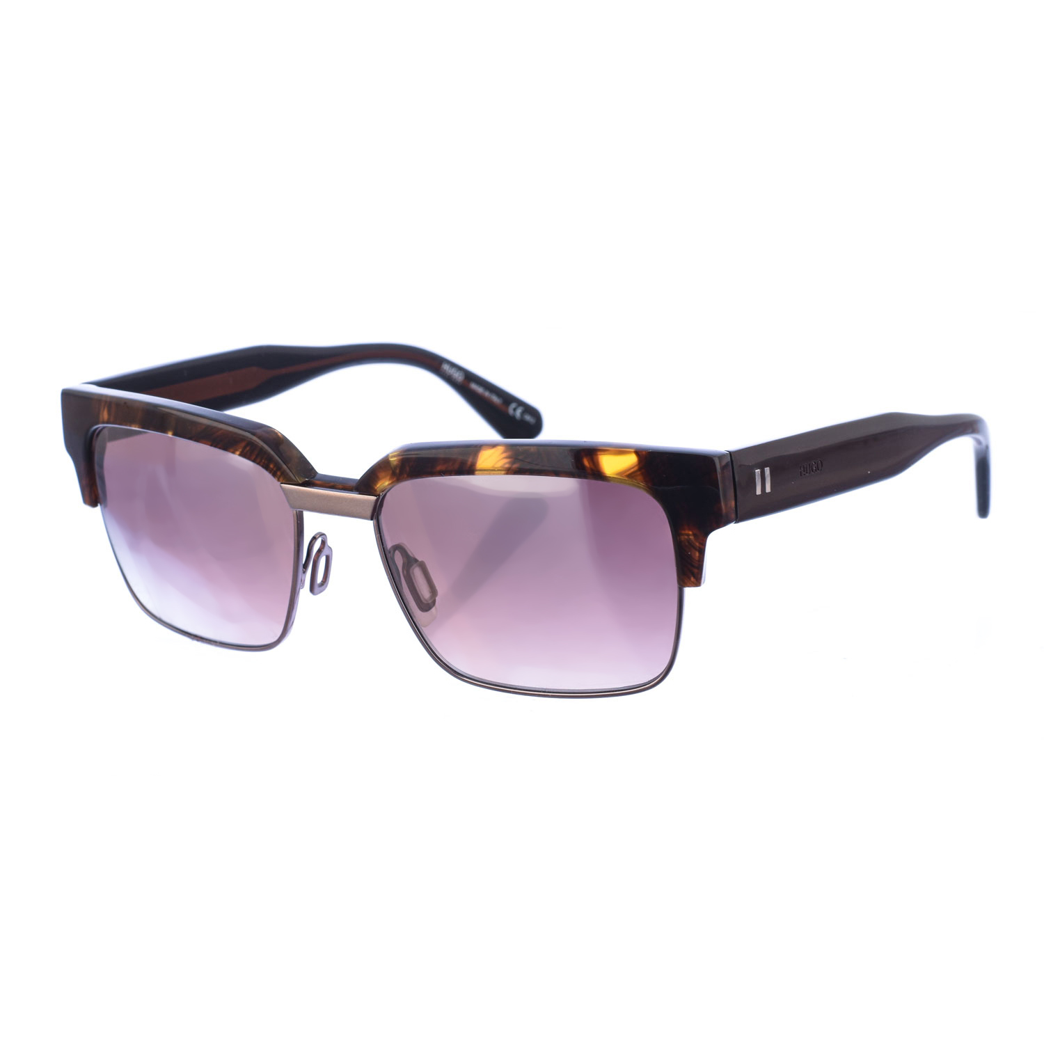 Hugo Boss Mens Acetate and metal sunglasses with rectangular shape 0118S men - Brown - One Size