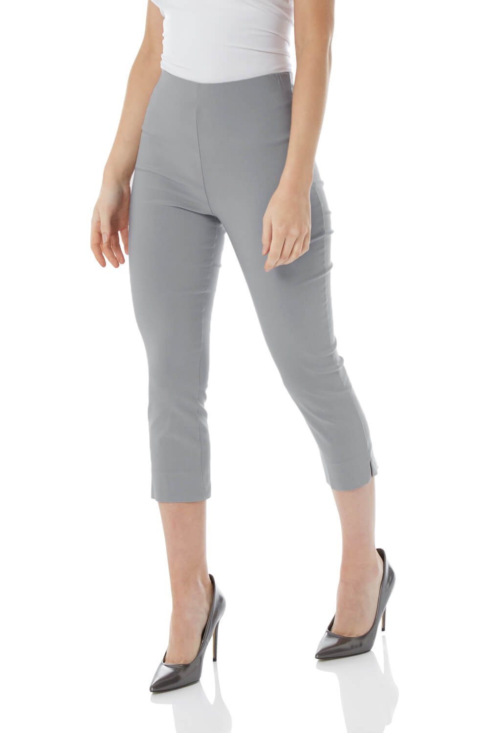 Roman Womens Cropped Stretch Trouser - Light Grey - Size 18 UK