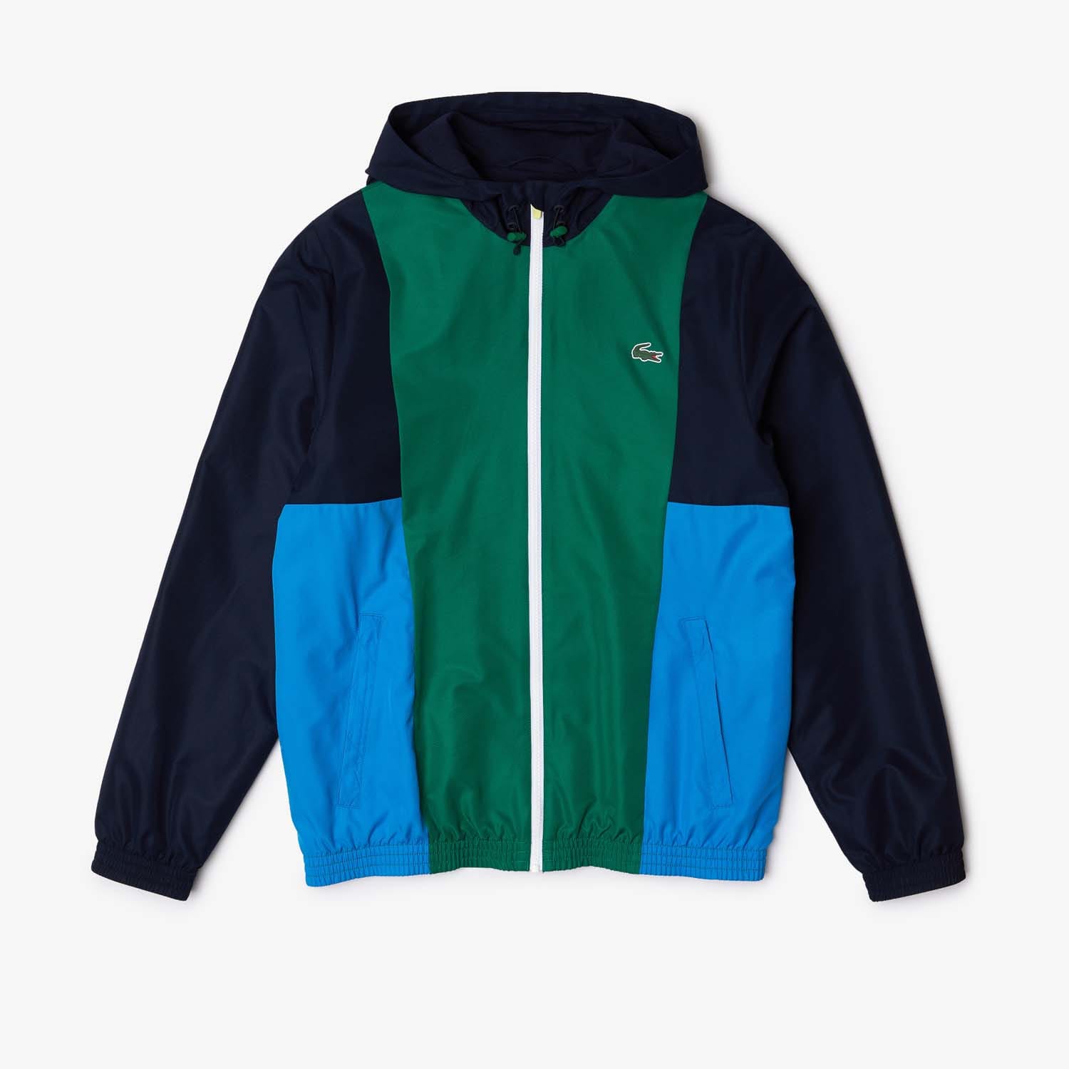 Lacoste Mens Colourblock Lightweight Zip-Up Jacket in Green material_polyester - Size Large