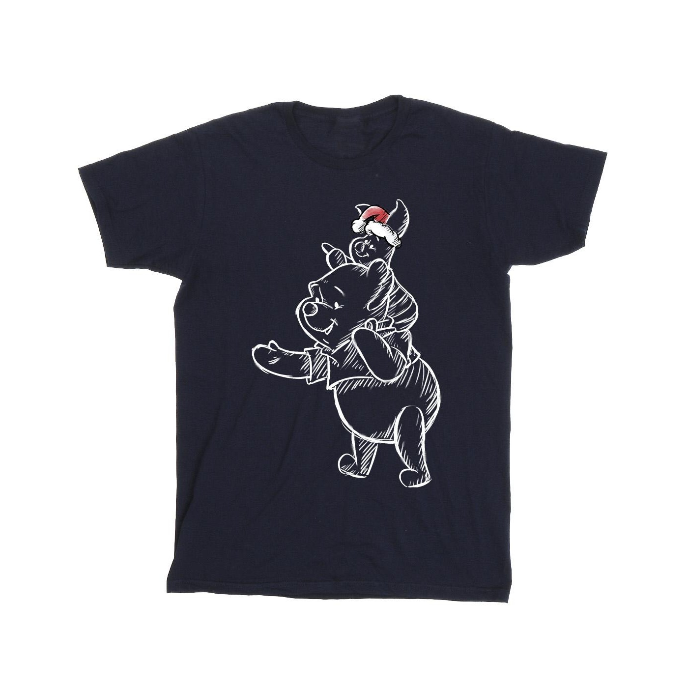 Disney Mens Winnie The Pooh Piglet Christmas T-Shirt (Navy Blue) material_cotton - Size 4XL