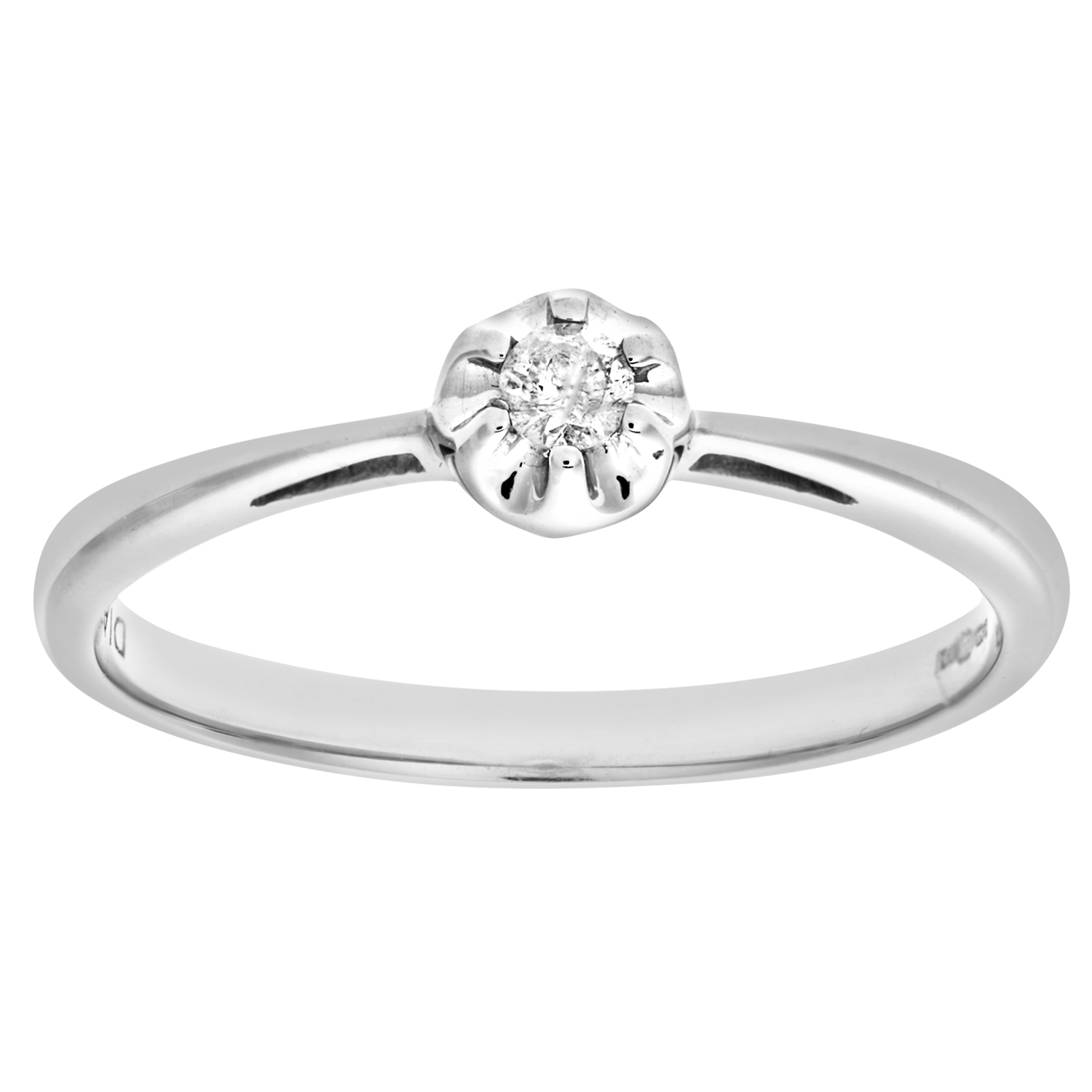 Diamant L'Eternel Womens Ladies 9ct White Gold Illusion set Diamond Solitare Ring - Size M