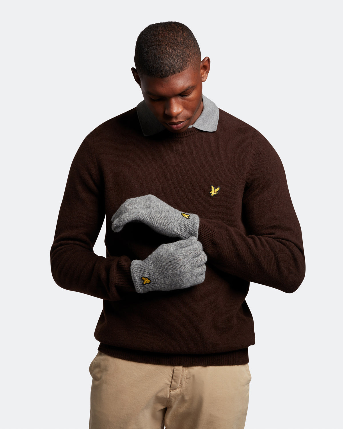 Lyle & Scott Mens Racked Rib Gloves in Grey - One Size