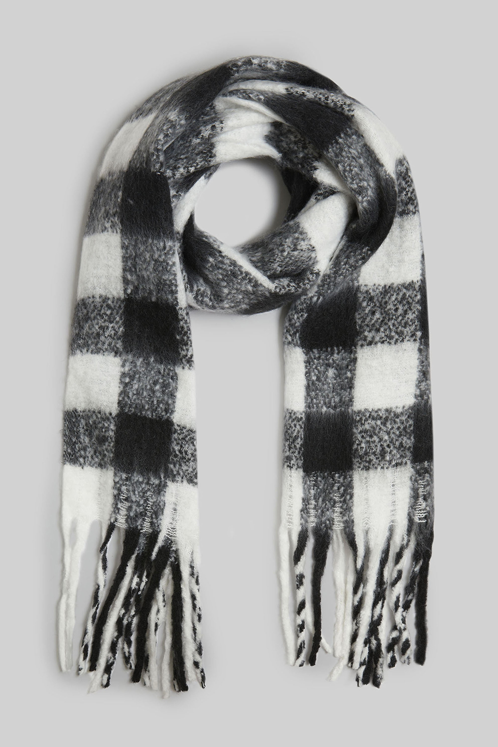 James Lakeland Womens Buffalo Check Pattern Scarf Black-White - One Size