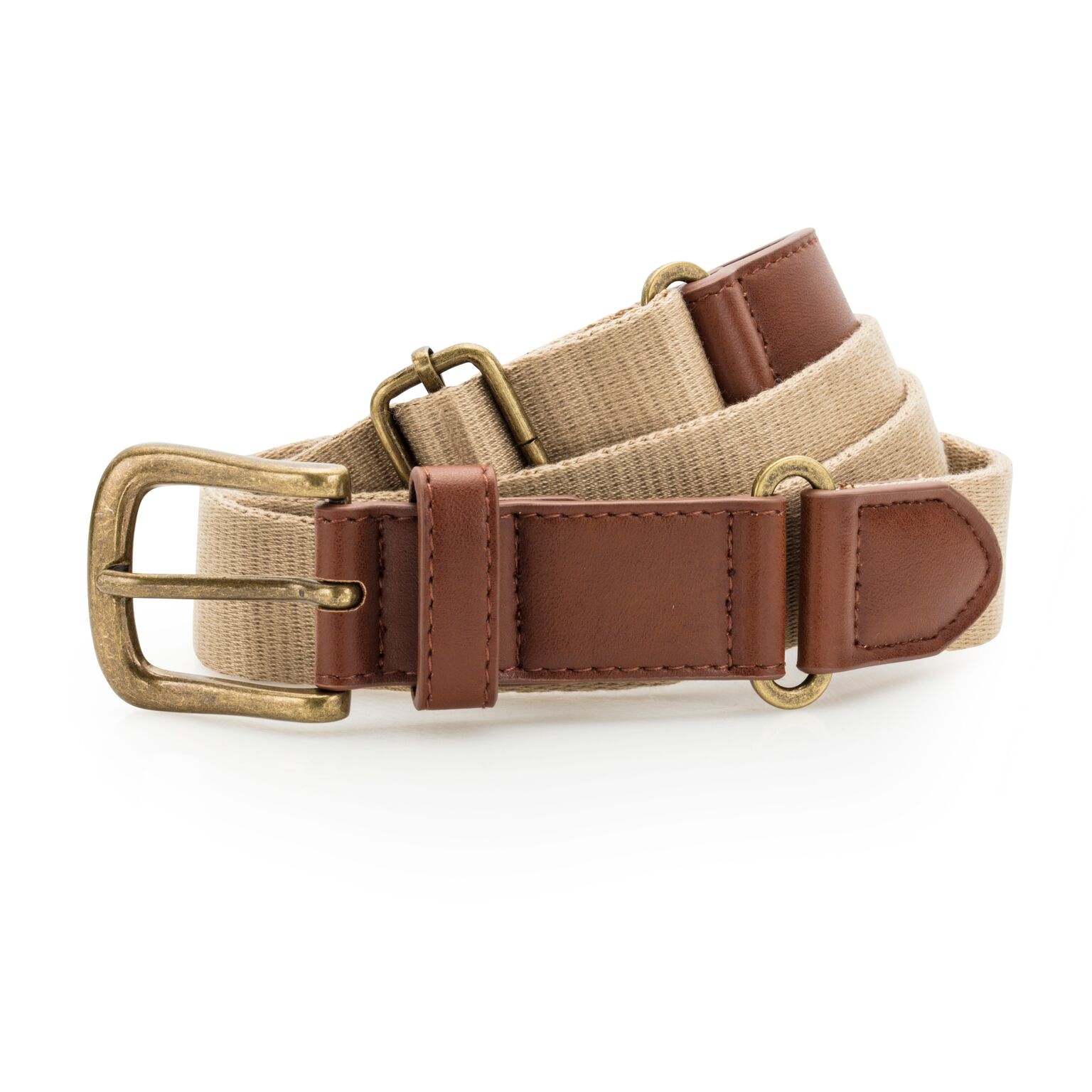 Asquith & Fox Mens Faux Leather And Canvas Belt (Khaki) - One Size