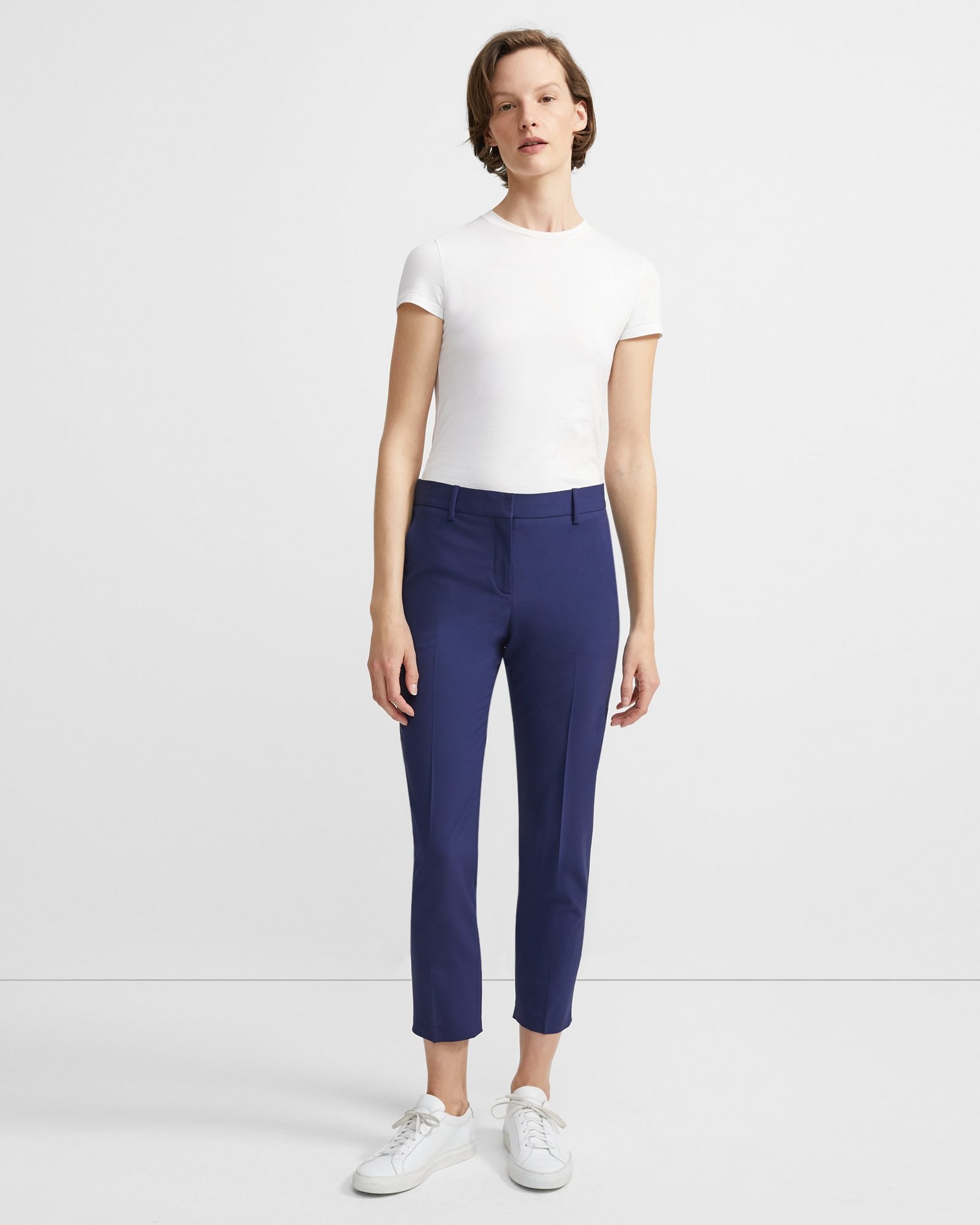 Theory Womens Treeca Pant in Good Wool in Sea Blue material_wool1 - Size 14 UK