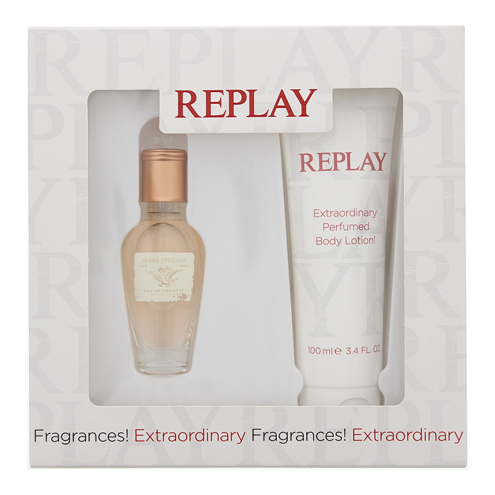 Replay Womens Jeans Original For Her 2 Piece Gift Set: Eau De Toilette 20ml - Body Lotion 100ml - Orange - One Size