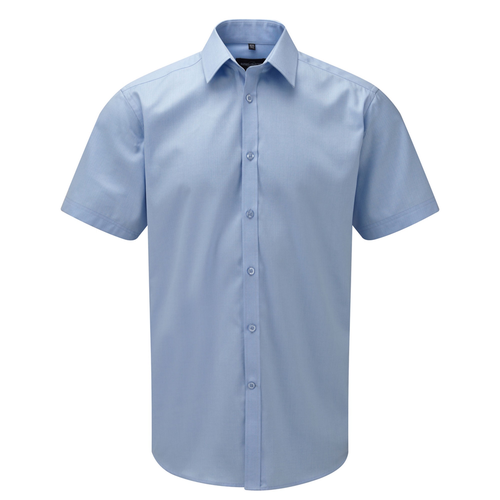 Russell Athletic Collection Mens Mini Herringbone Easy-Care Short-Sleeved Formal Shirt (Light Blue) - Size 18 inch