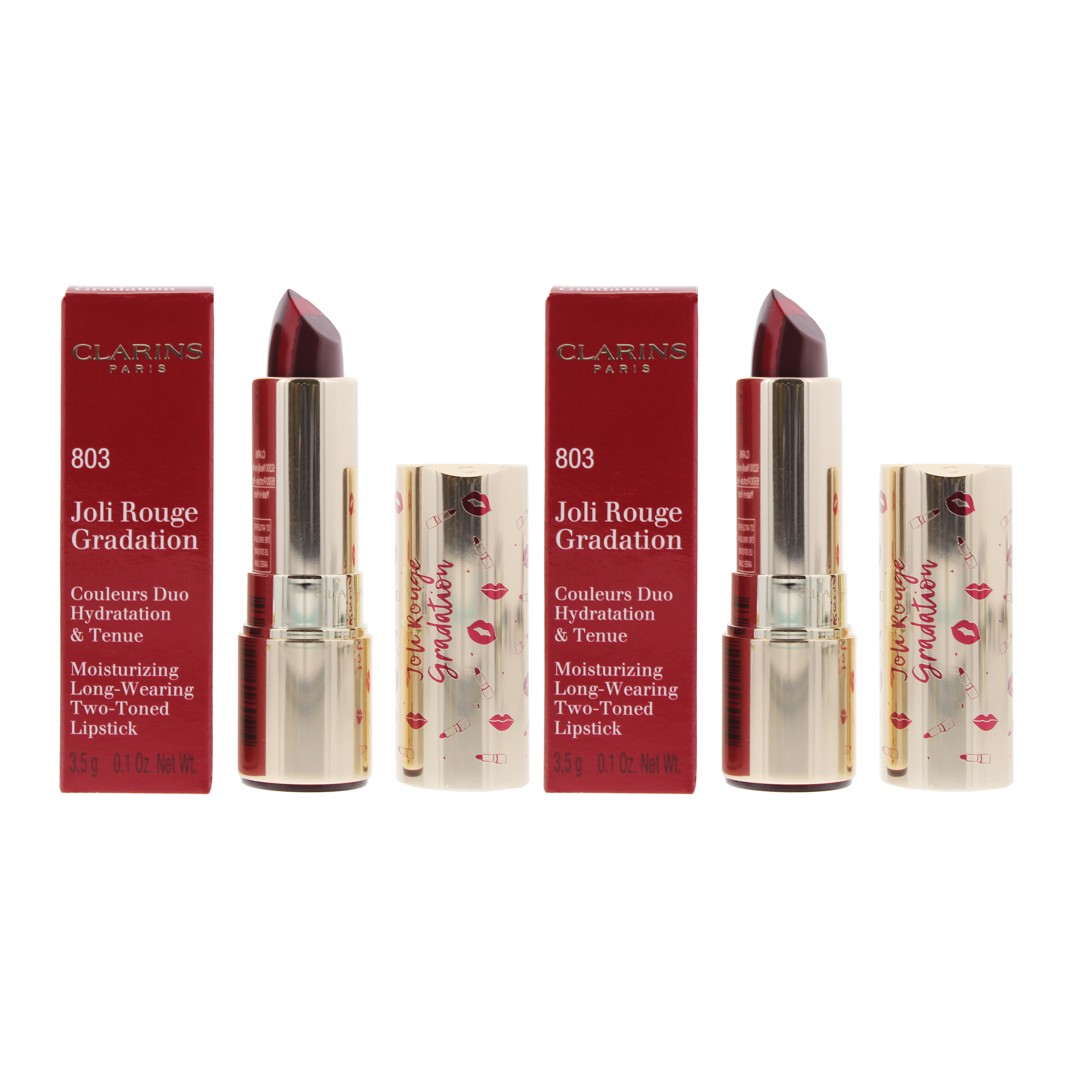 Clarins Womens Joli Rouge Gradation Long-Wearing Two-Toned Lipstick 803 Plum 3.5g x 2 - NA - One Size