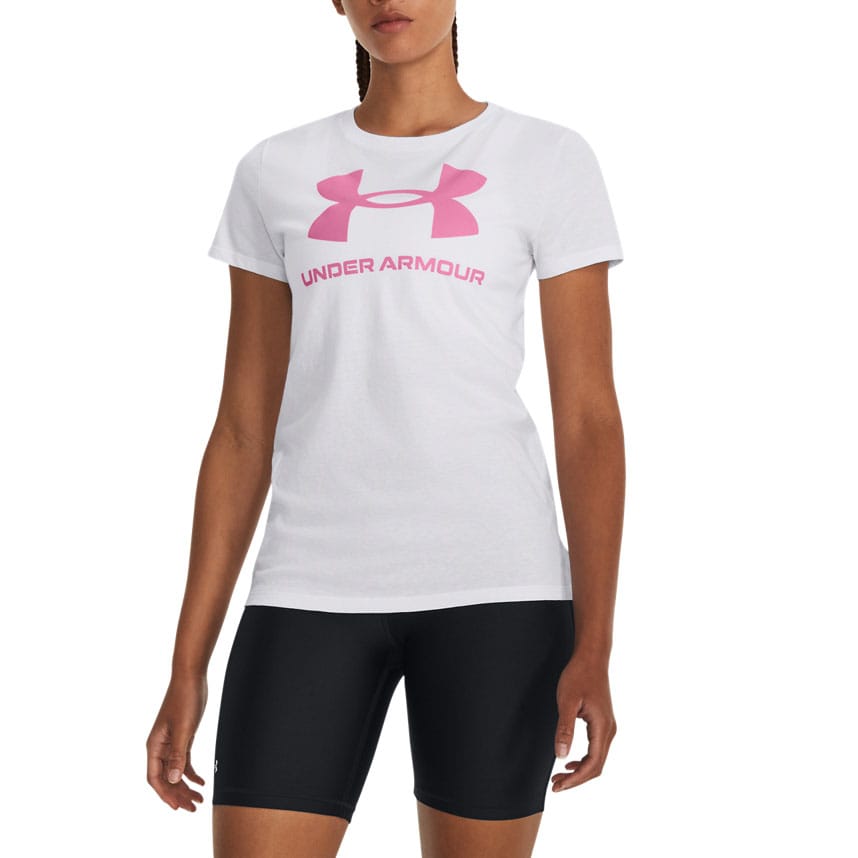 Under Armour Womenss UA Sportstyle Print Fill T-Shirt in White material_polyester - Size 14 UK