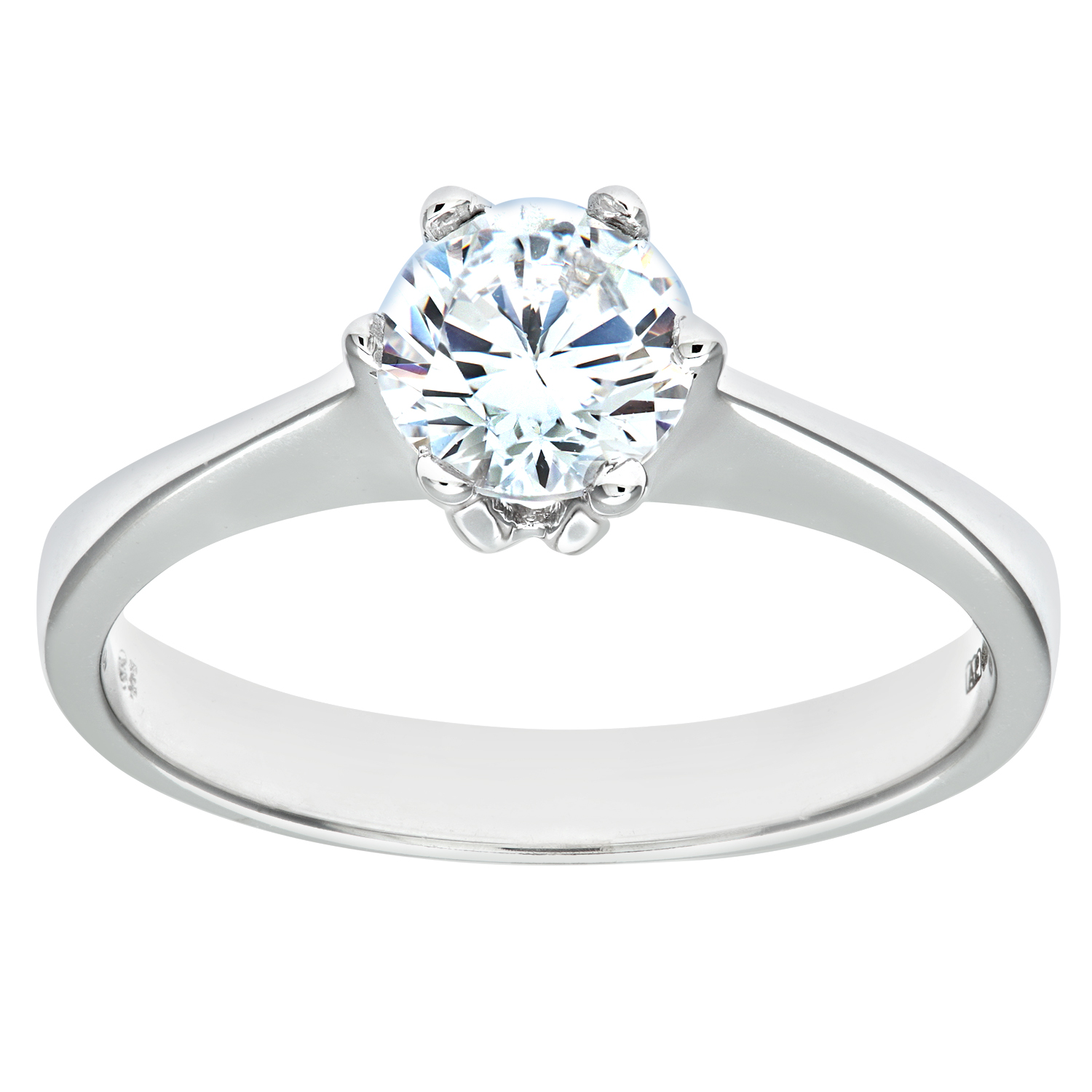 Diamant L'Eternel Womens 9ct White Gold Ladies Stone Set Solitaire Ring - Size I