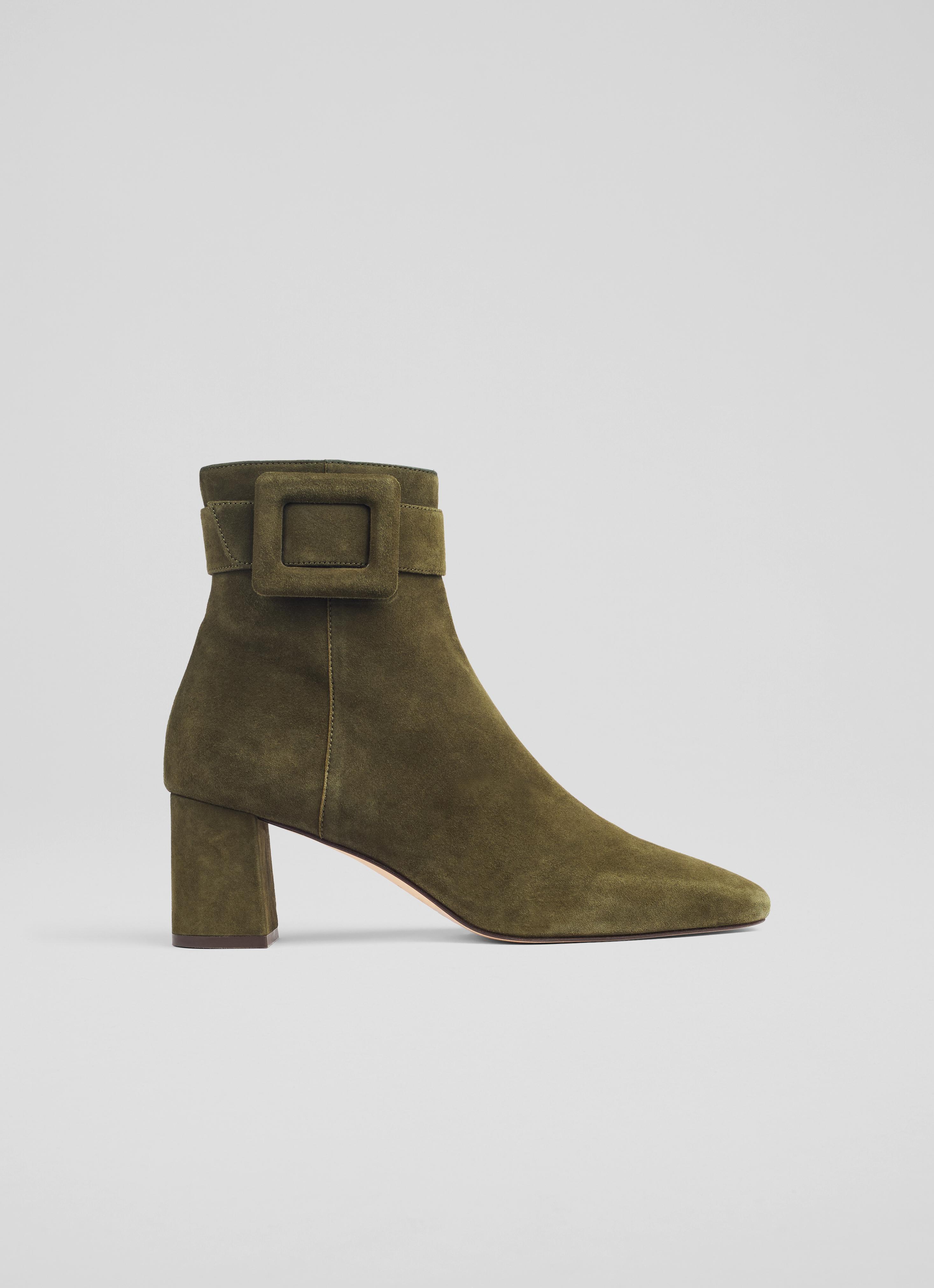 LK Bennett Womens Wilde Ankle Boots, Khaki - Green - Size UK 5