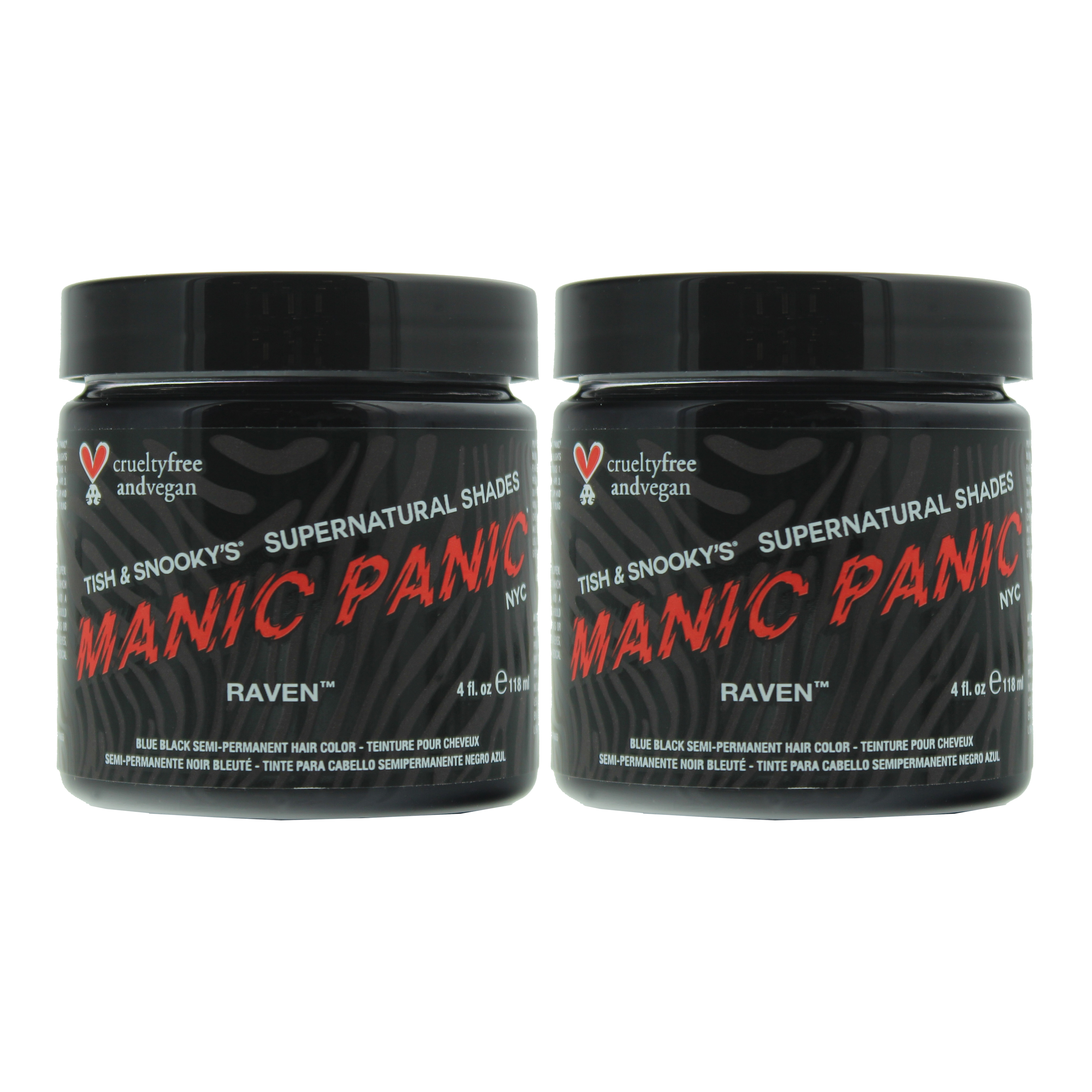 Manic Panic Unisex High Voltage Semi Permanent Hair Color Cream 118ml Raven X 2 - One Size