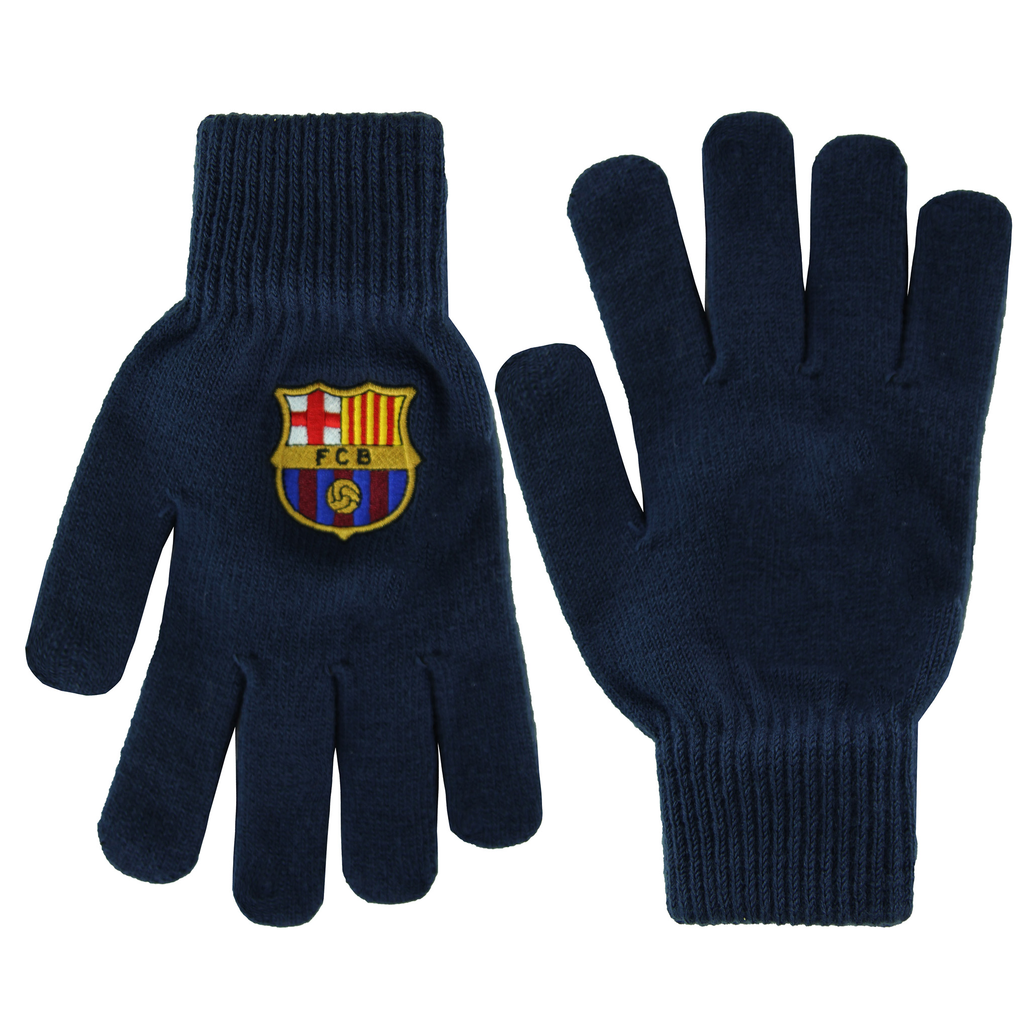 FC Barcelona Logo Core Mens Navy Gloves - One Size