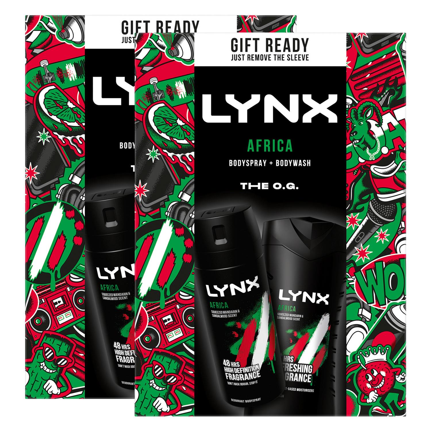 Lynx Mens Africa Body wash & Spray Gift Set for Him, 2pack - One Size