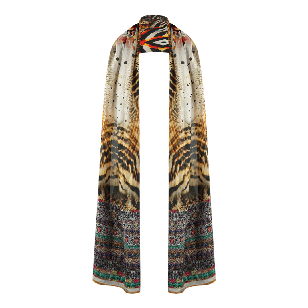 Inoa Womens Golden Eagle 120214 Brown Long Rectangular Scarf - One Size