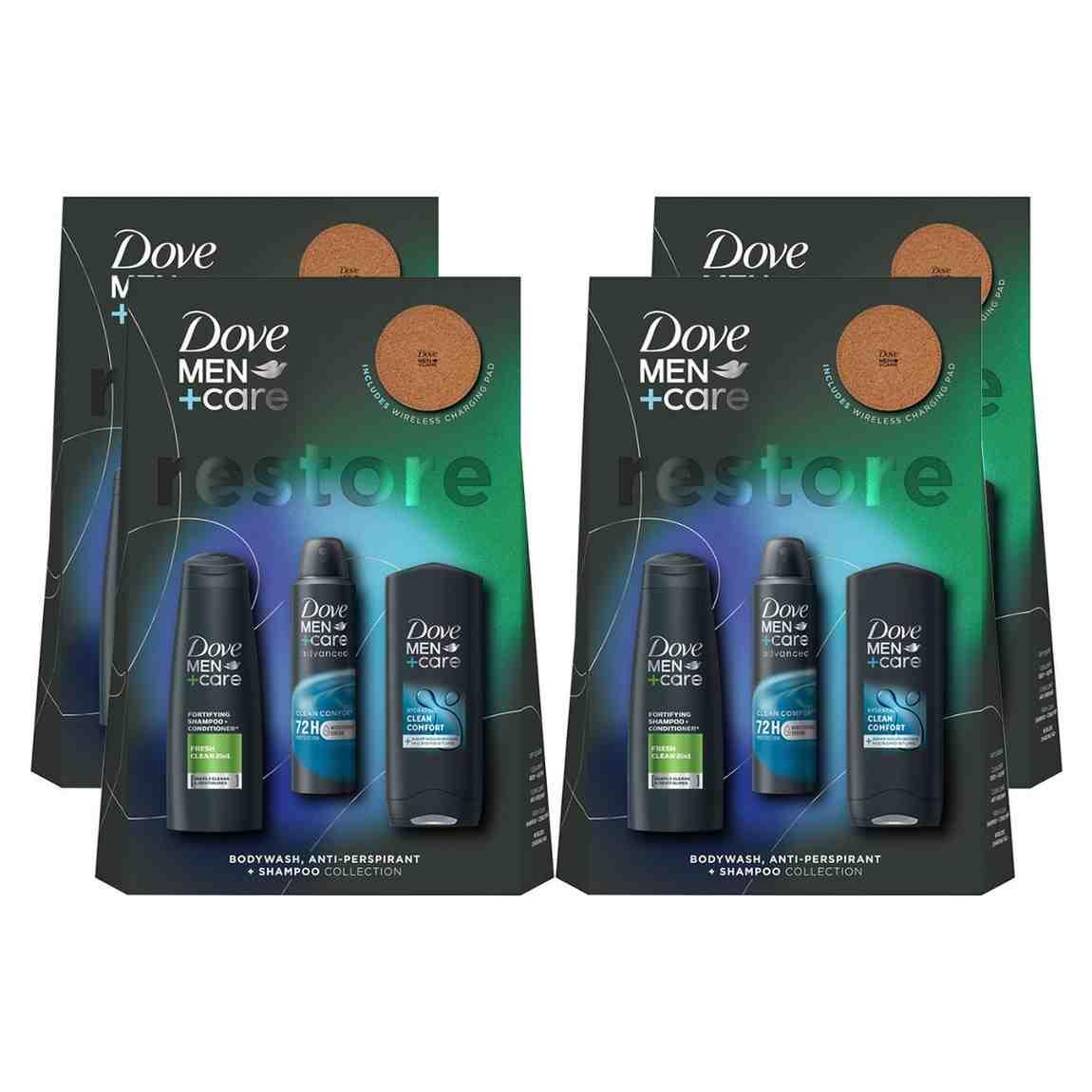 Dove Mens Bath & Body 3pcs Gift Set for Him w/ Charging Pad, 4pk - One Size