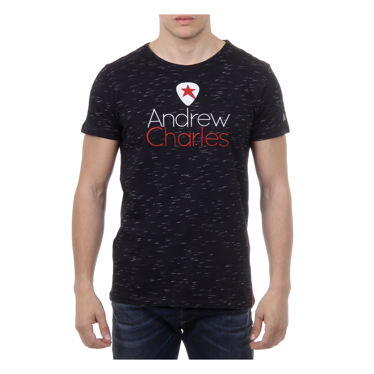 Andrew Charles By Andy Hilfiger Mens T-Shirt Short Sleeves Round Neck Black JACK - Size Small