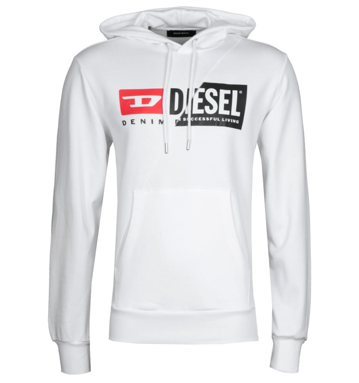 Diesel Mens S-Girk Cuty White Hooded Sweatshirt - Size X-Large