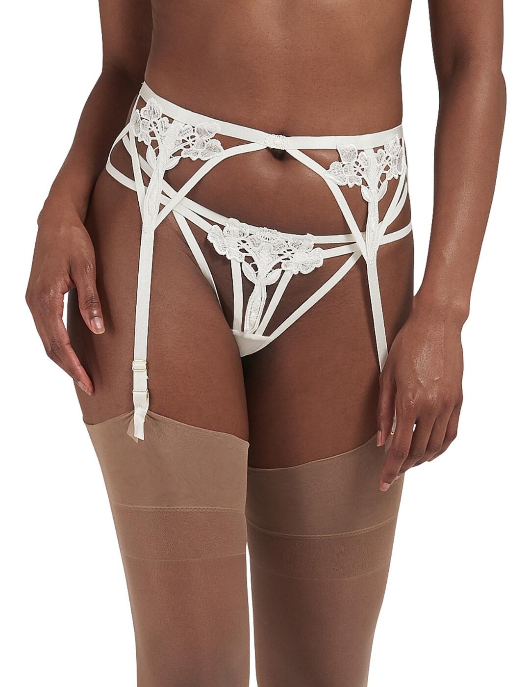 Bluebella Womens Nova Suspender Belt - Ivory Polyamide - Size Large