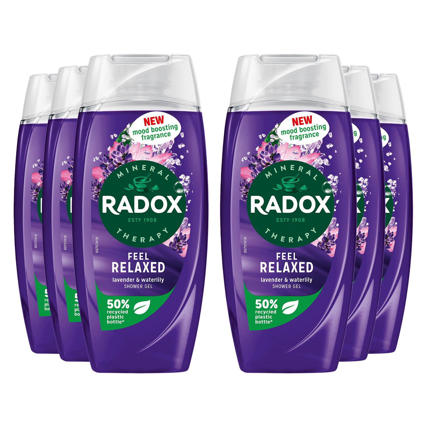 Radox Womens Mineral Therapy Shower Gel Feel Relaxed with Lovender & Waterlily, 225ml, 6 Pack - NA - One Size